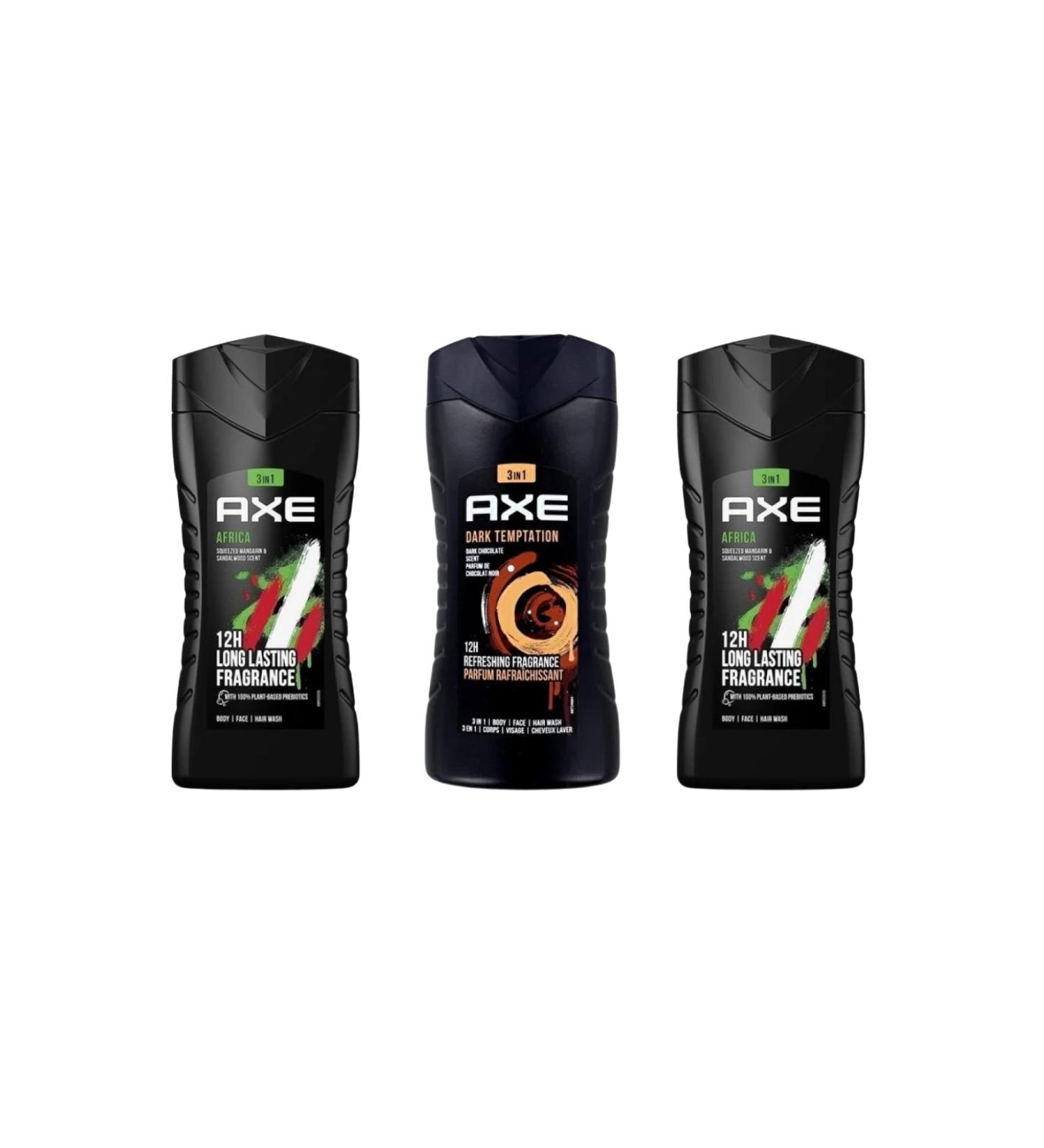 Axe Dark Temptation Shower Gel & Africa 3in1 Men's Shower Gel 250ML 3 Piece Set - Buy Online on GoSupps.com