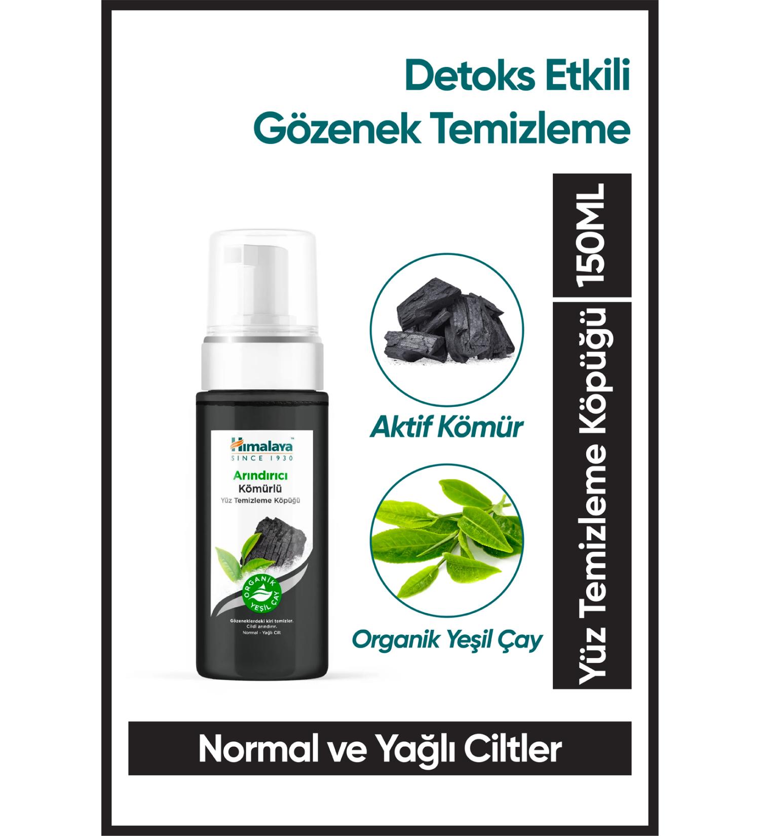 Himalaya Since 1930 Detoxifying Purifying Facial Cleansing Foam Activated Charcoal Green Tea Normal/Oily Skin 150 Ml - Buy Online on GoSupps.com