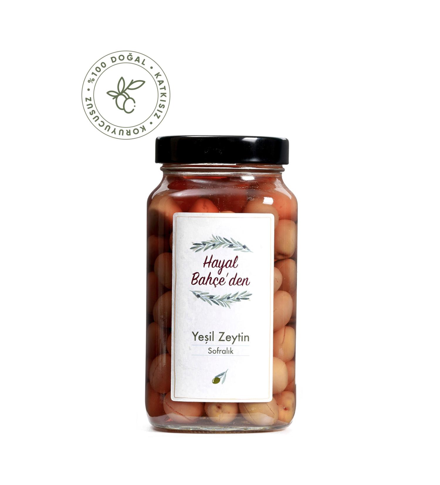 Table Green Olives from Hayal Bah e Gross 1076 Gr / Net 720 Gr