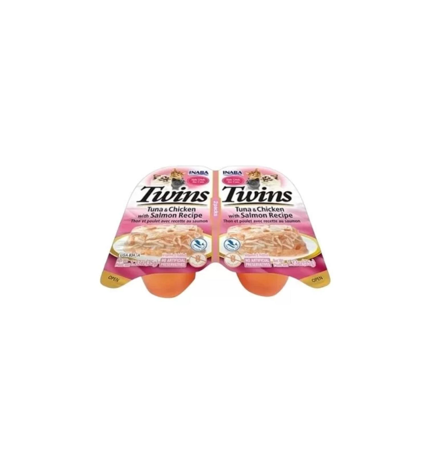 Inaba Twins Adult Canned Cat Food with Tuna Salmon and Chicken in Jelly 35 gr 2 Pieces