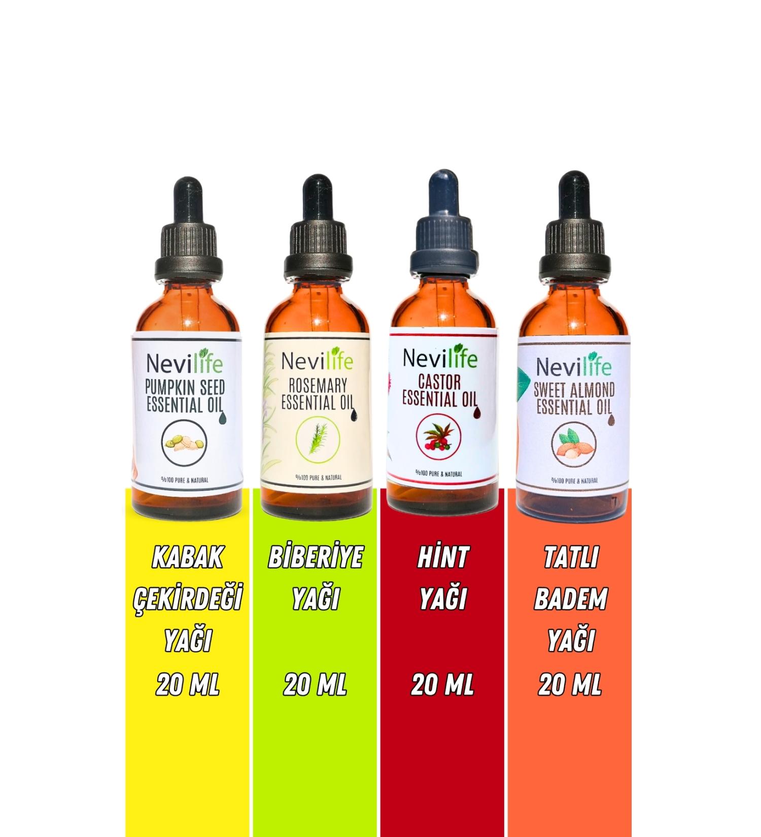 nevilife Natural Skin and Hair Care Oils Rosemary Castor Sweet Almond Pumpkin Seed Oil 20 ml - Buy Online on GoSupps.com