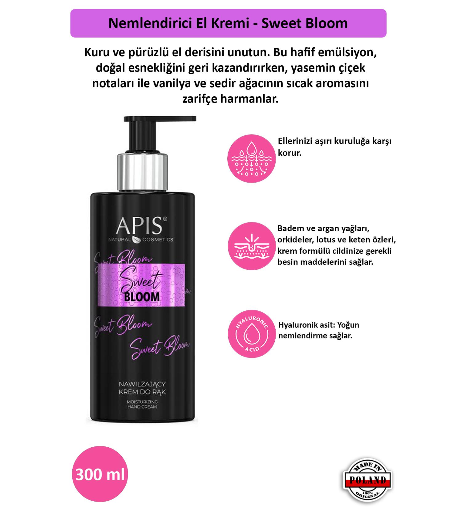 Apis Natural Cosmetics Moisturizing Hand Cream - Sweet Bloom - 300 Ml
