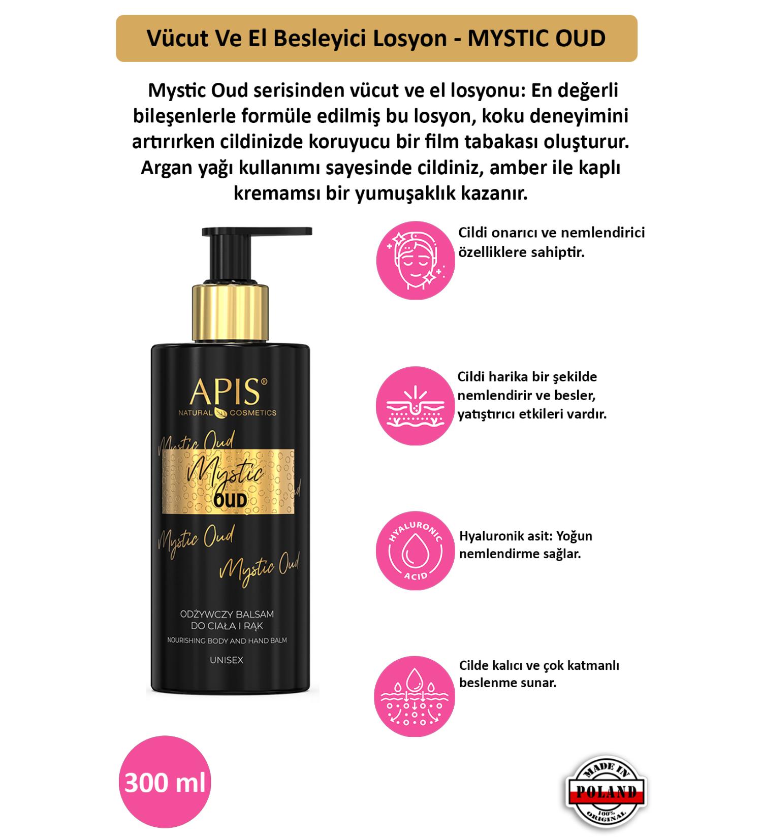 Apis Natural Cosmetics Body and Hand Nourishing Lotion - MYSTIC OUD - 300 Ml