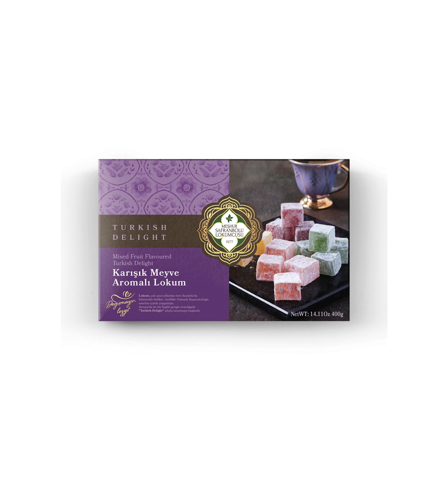 FAMOUS SAFRANBOLU TURKISH DELIGHT CUISINE Mixed Fruit Flavored Turkish Delight 400 Gr - Buy Online on GoSupps.com
