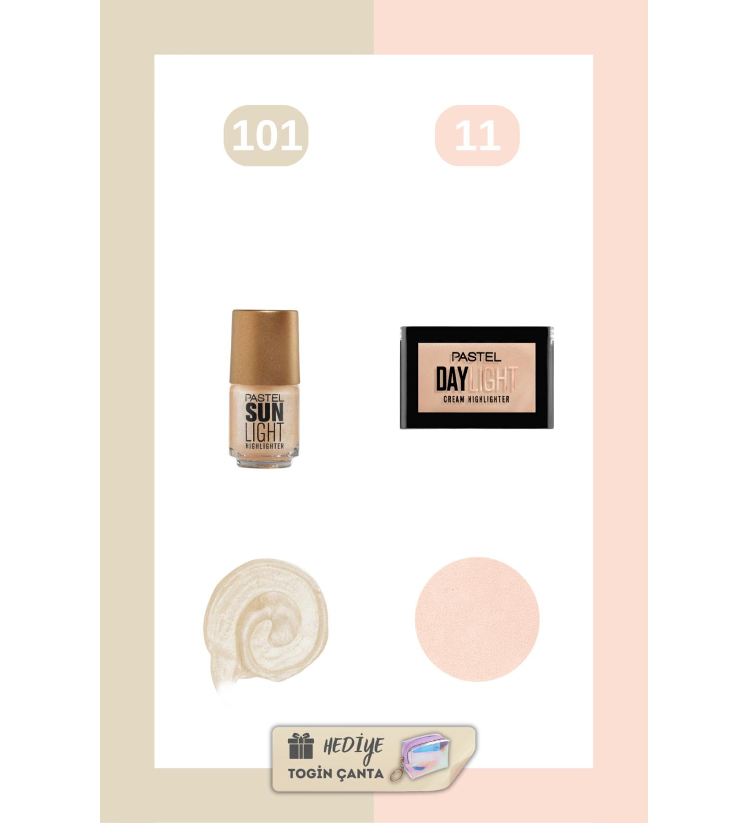 Pastel Mix Set - Liquid Highlighter 101 + Cream Highlighter 11 + Togin Bag Gift