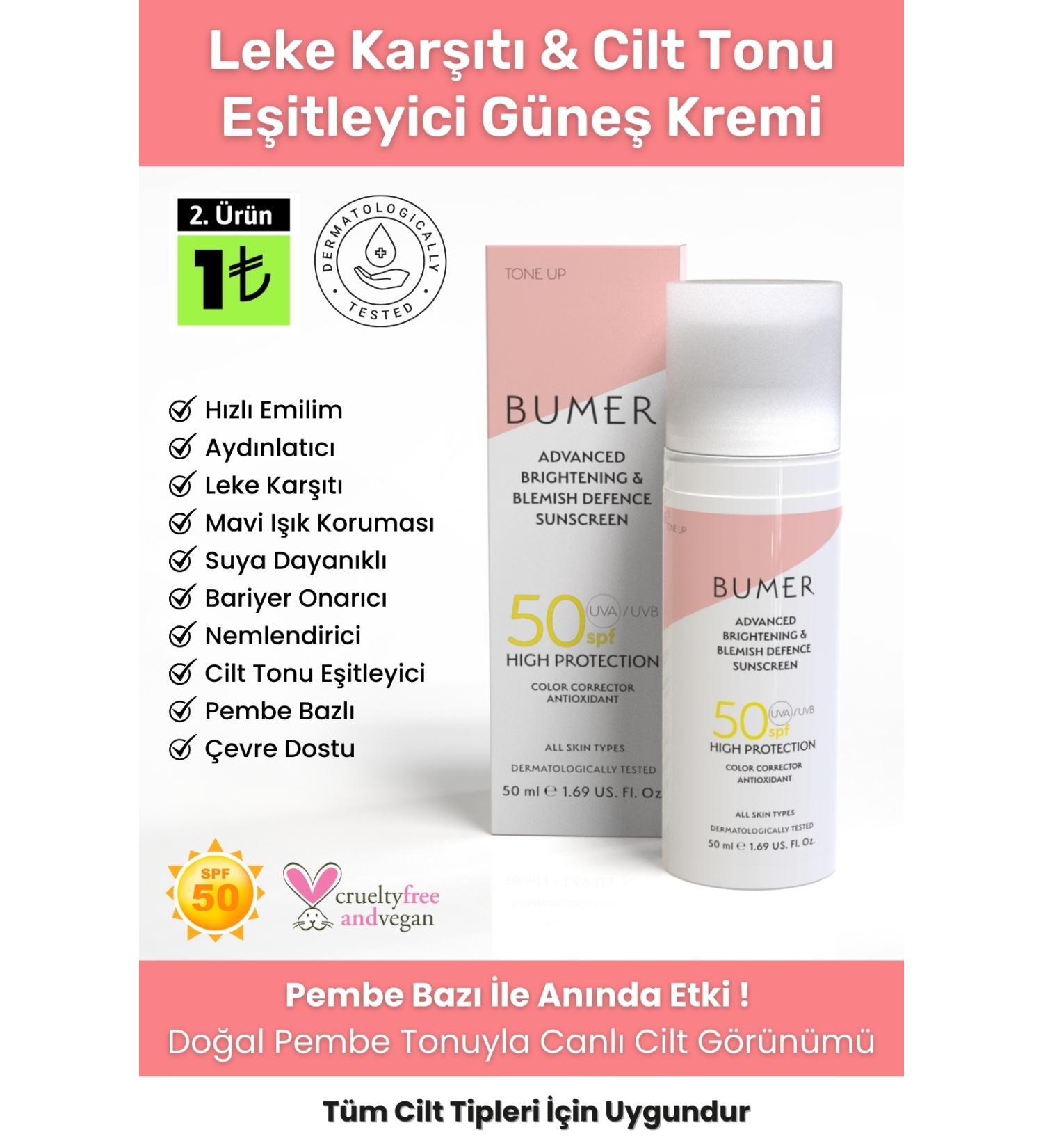 BUMER New Generation Tone Up Brightening Anti-Stain Skin Tone Equalizer SPF 50+ Tinted Sun Cream 50 ml - Buy Online on GoSupps.com