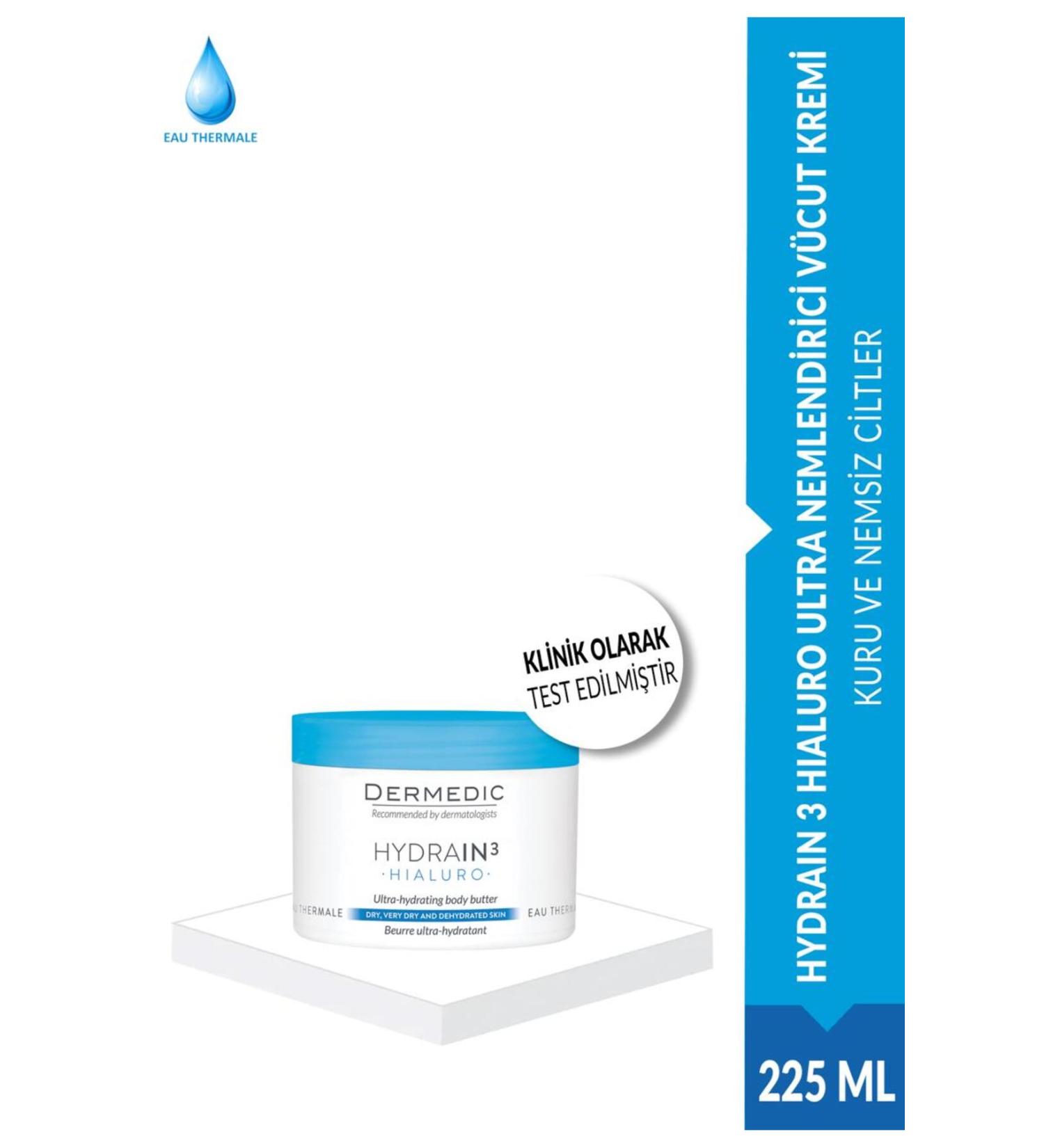 DERMEDIC HYDRAIN 3 HIALURO ULTRA MOISTURIZING BODY CREAM 225ML - Buy Online on GoSupps.com