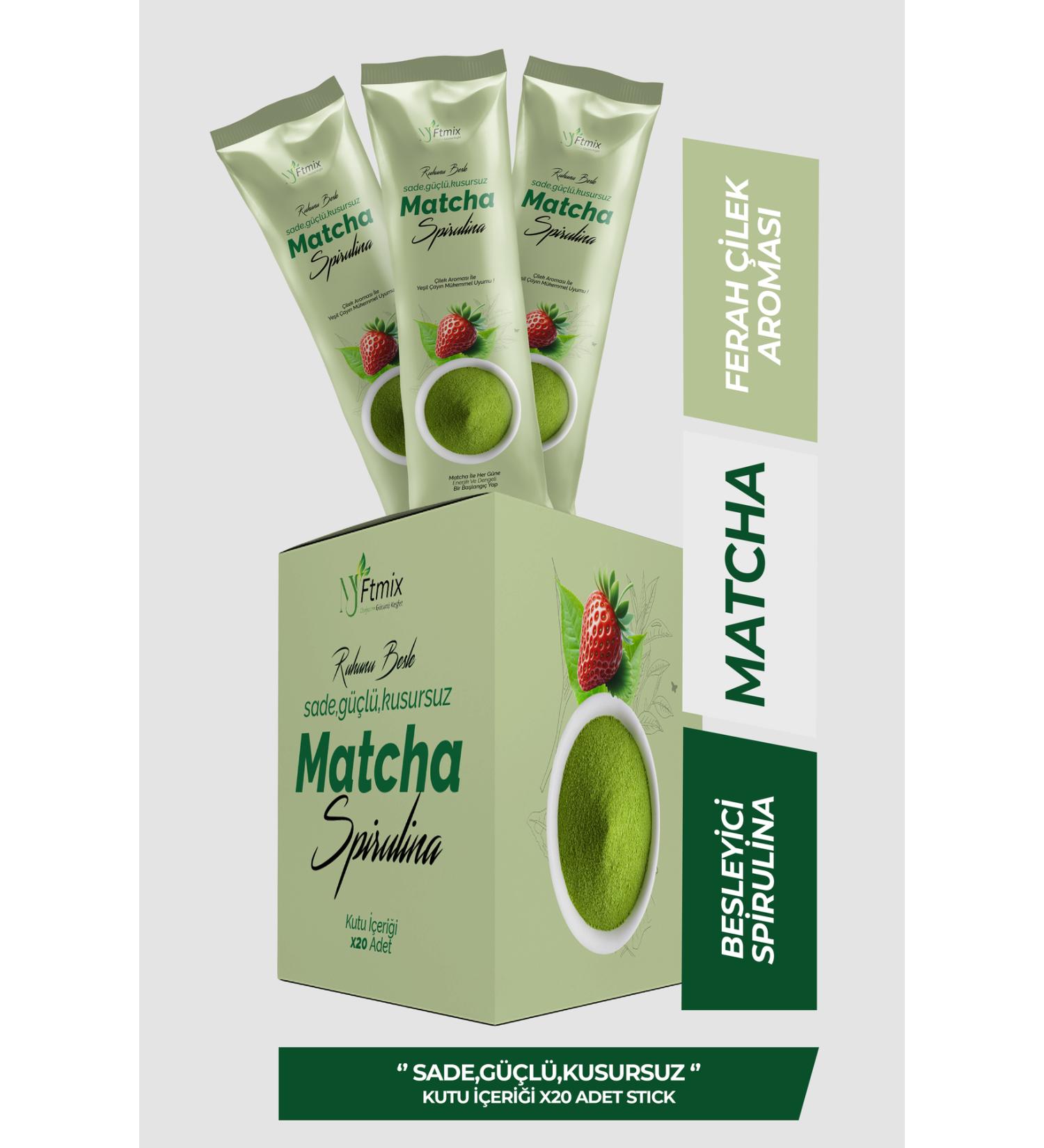 myftmix discover the power of nature Matcha Spirulina Supported Strawberry Flavored 20 Sticks - Buy Online on GoSupps.com