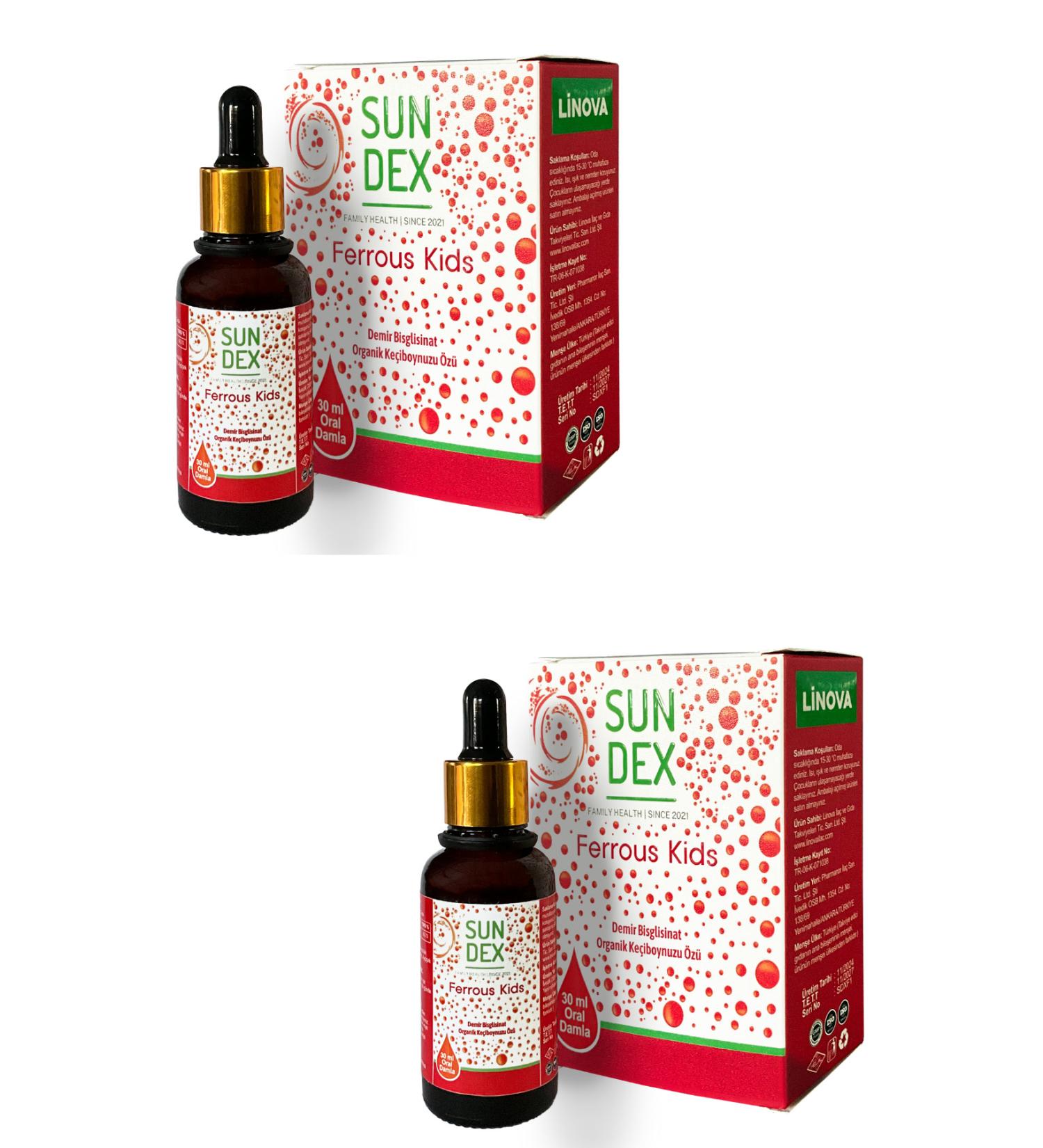 Sun Dex Family Health Since 2021 2 Pack Ferrous Kids Iron Bisglycinate 30 ml Drops
