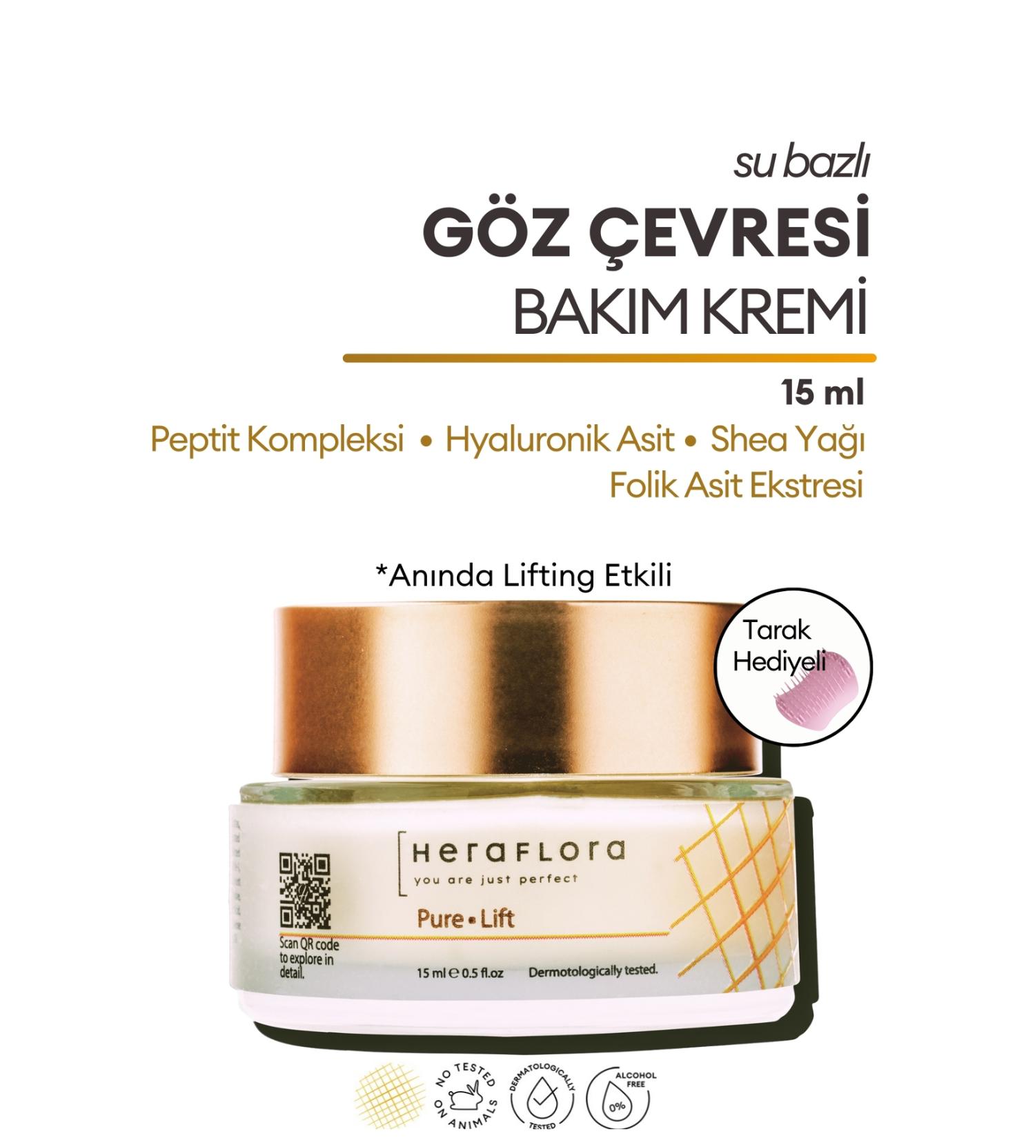 Heraflora Pure Lift Eye Contour Anti-Aging and Moisturizing Cream-Peptide Hyaluronic Acid Bacillus 15 ml - Buy Online on GoSupps.com