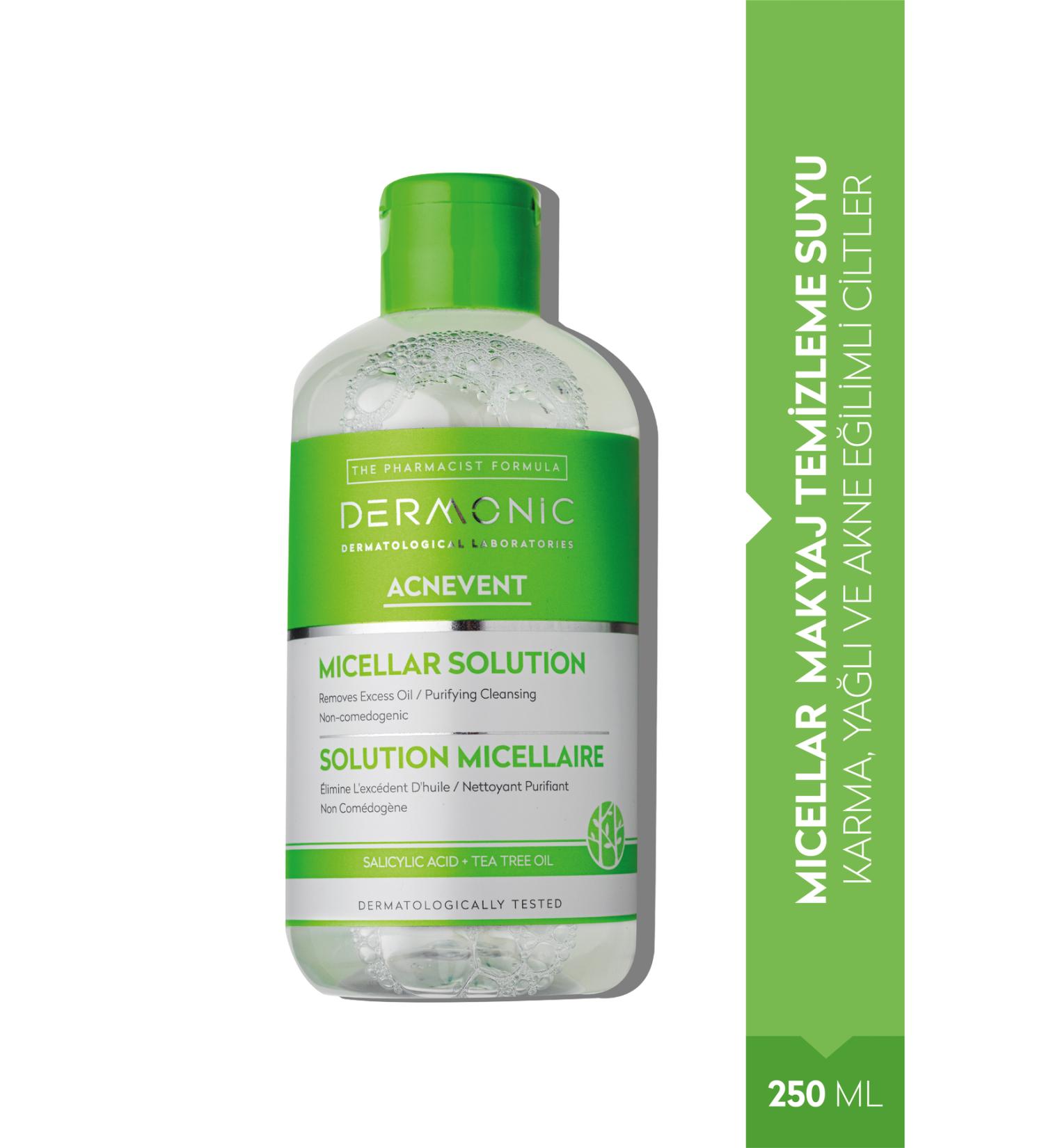 DERMON C BEST WAY TO NATURE Acnevent Micellar Solution | Salicylic Acid & Tea Tree Oil | Oil Control | 250 ml