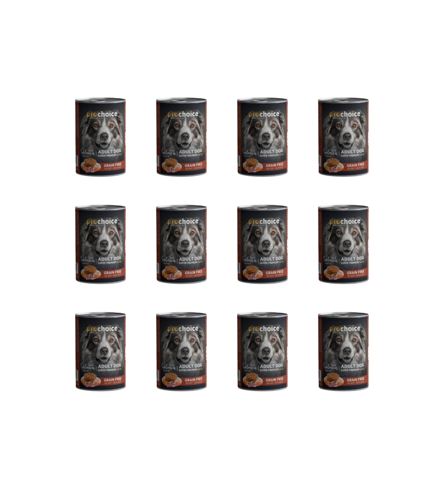 Pro Choice Lamb Salmon Carrot Paste Canned Dog Food 400 Gr (12 Pieces)