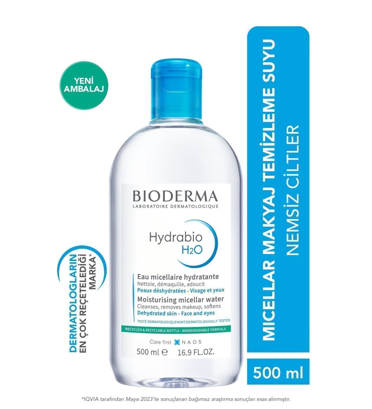 Bioderma Hydrabio H2O Moisturizing Micellar Make-Up Remover Water Dry Skin Face Eye Area 500 ml - Buy Online on GoSupps.com