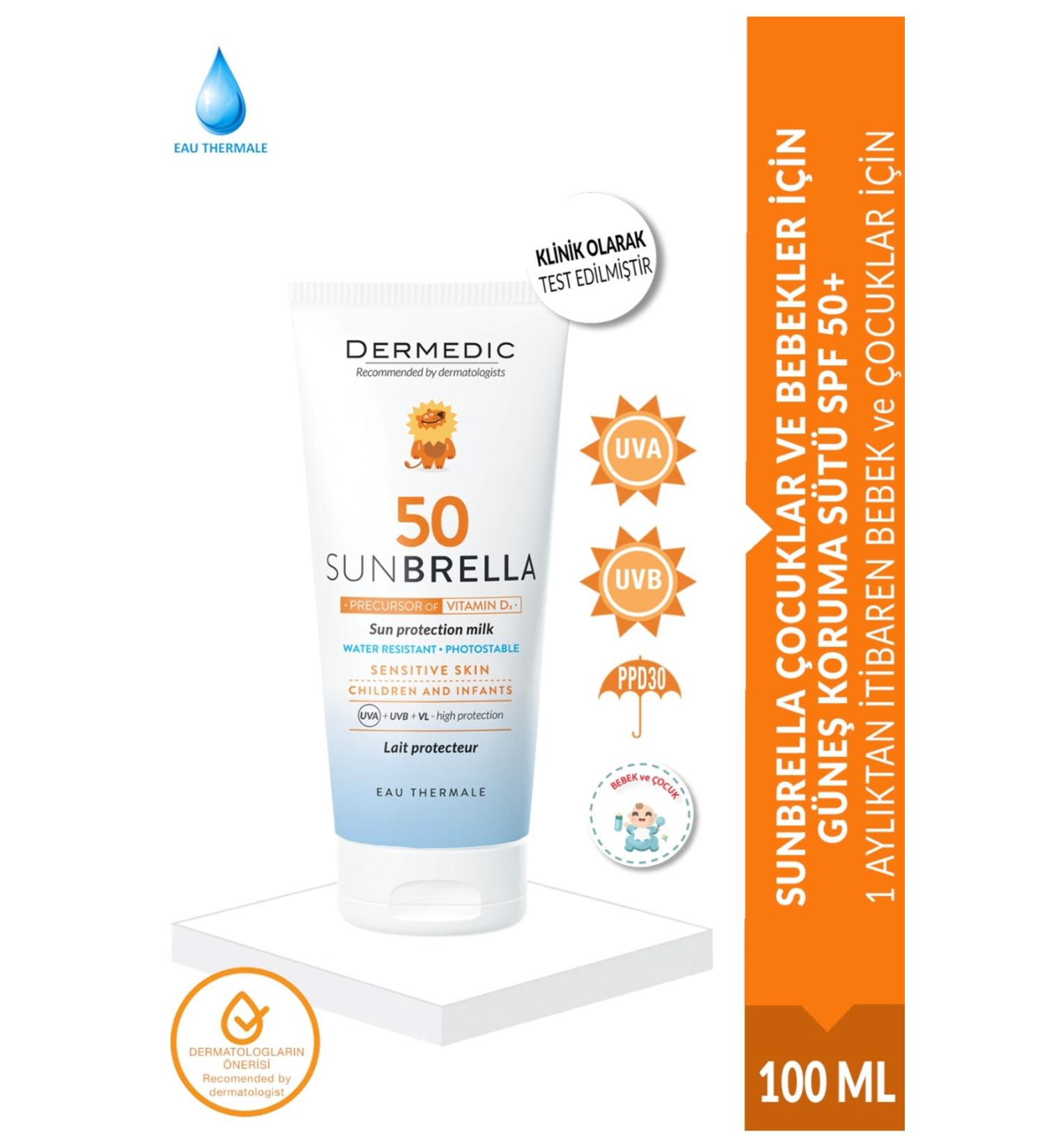DERMEDIC SUNBRELLA SUN PROTECTION MILK FOR CHILDREN AND BABIES SPF 50+ 100 ML