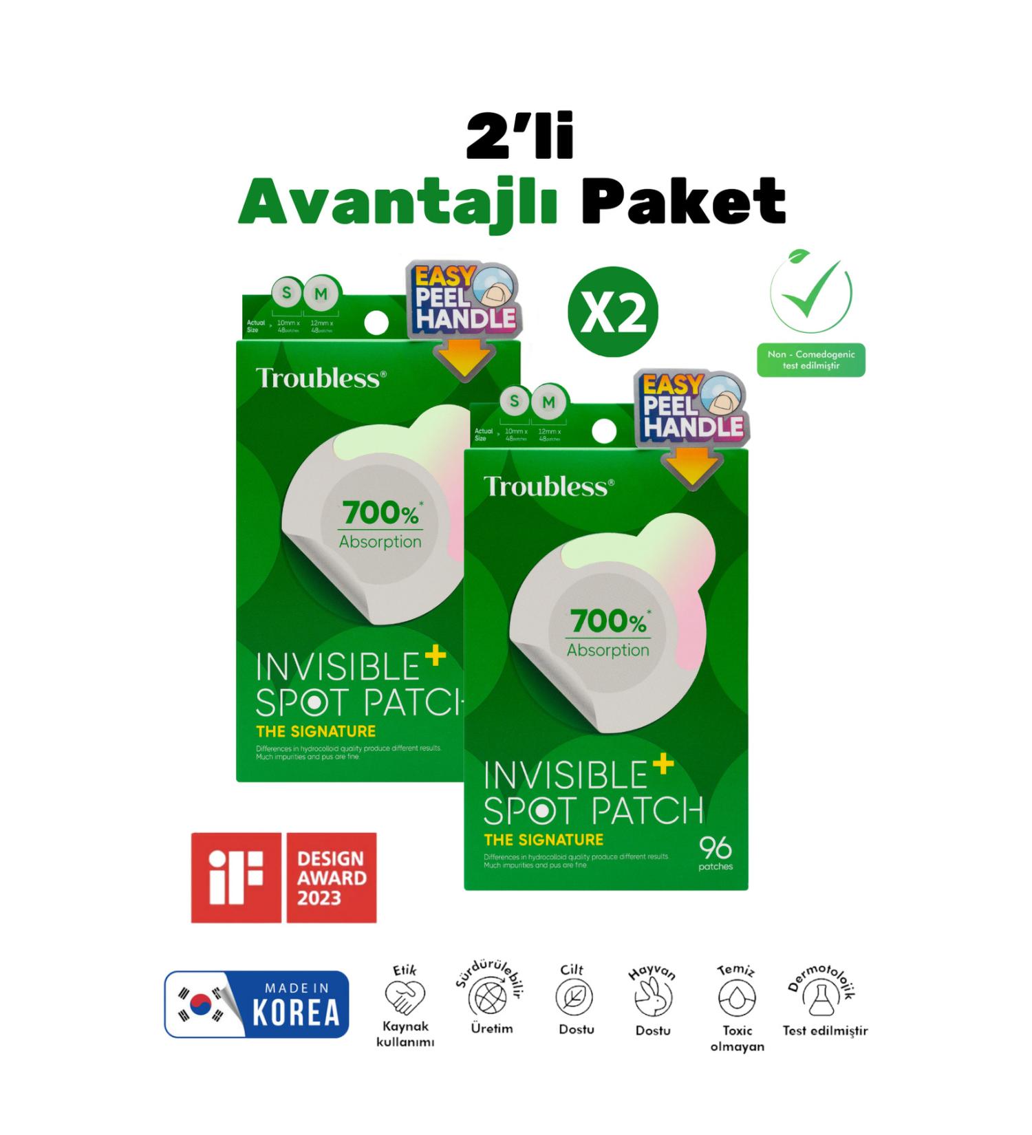 Troubless 2-Piece Thin and Transparent Waterproof P0 Absorption Capacity Korean Production Acne and Pimple Tape 96-Piece - Buy Online on GoSupps.com