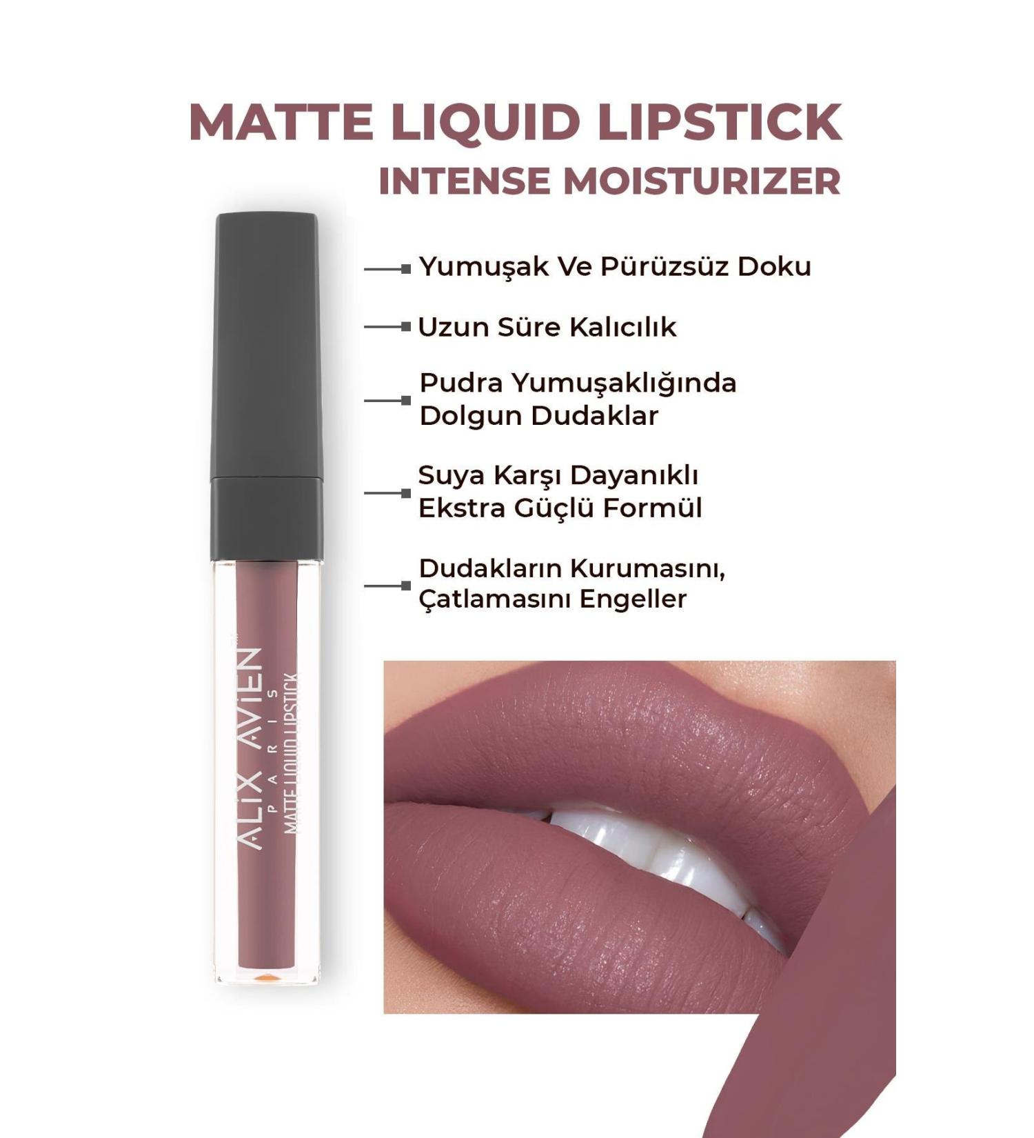 Alix Avien 513 Dry Cranberry Matte Finish Liquid Lipstick - Lasting Effect Up to 8 Hours - Matte Liquid Lipstick