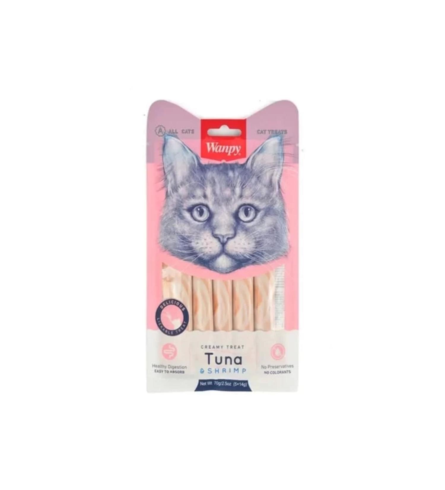 Wanpy Tuna and Shrimp Liquid Cat Food 5x14 gr