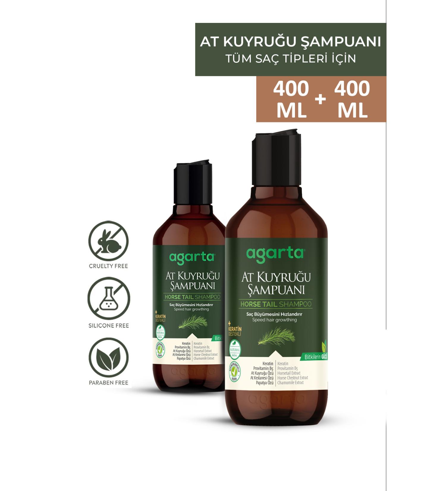 Agarta 2 Pieces Natural Horsetail Extract Salt-Free Shampoo 400 ml