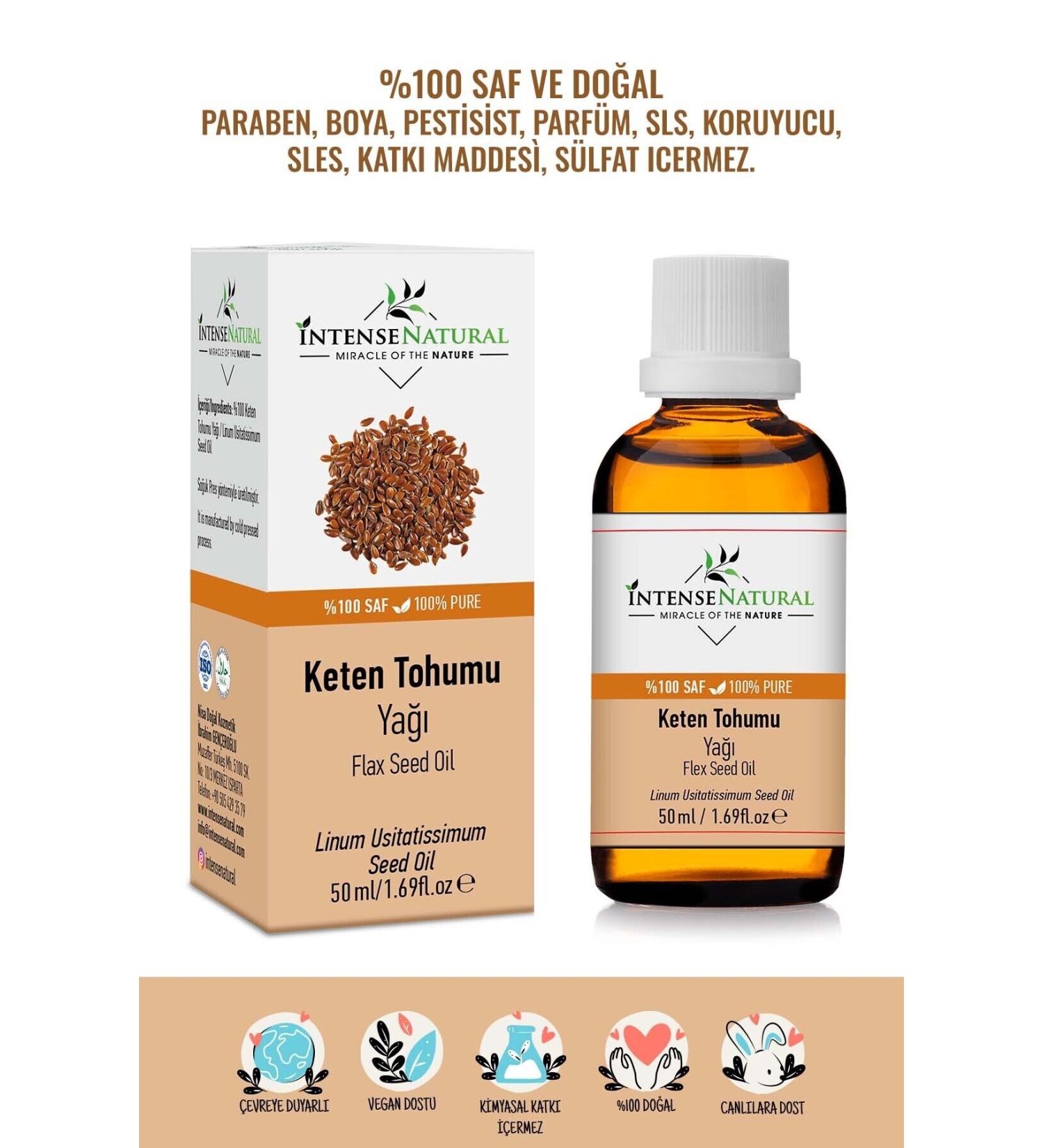 Intense Natural Flax Seed Oil Cold Pressed 50 ml 0 Pure and Natural Flax Seed Carrier Oil - Buy Online on GoSupps.com