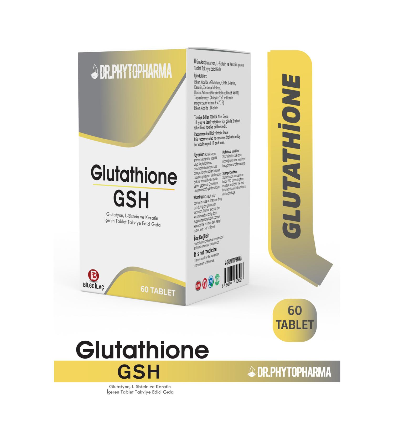 Dr Phytopharma Glutathione Glycine L-Cysteine Keratin and Biotin Tablet Supplementary Food 60 Tablets 1000mg