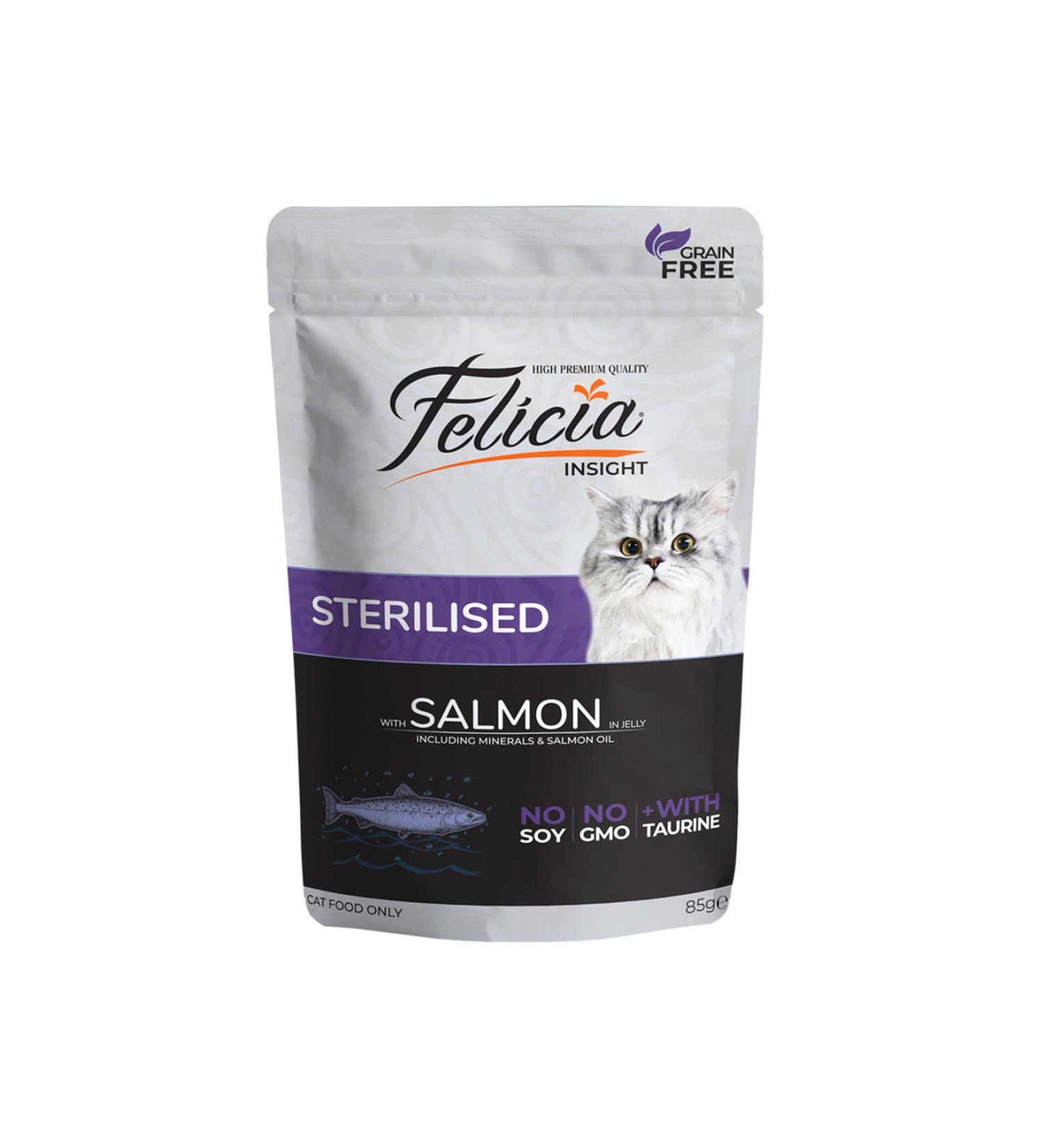 Felicia Grain-Free 85 gr Pouch Sterilized Salmon Wet Cat Food 12 Pieces - Buy Online on GoSupps.com