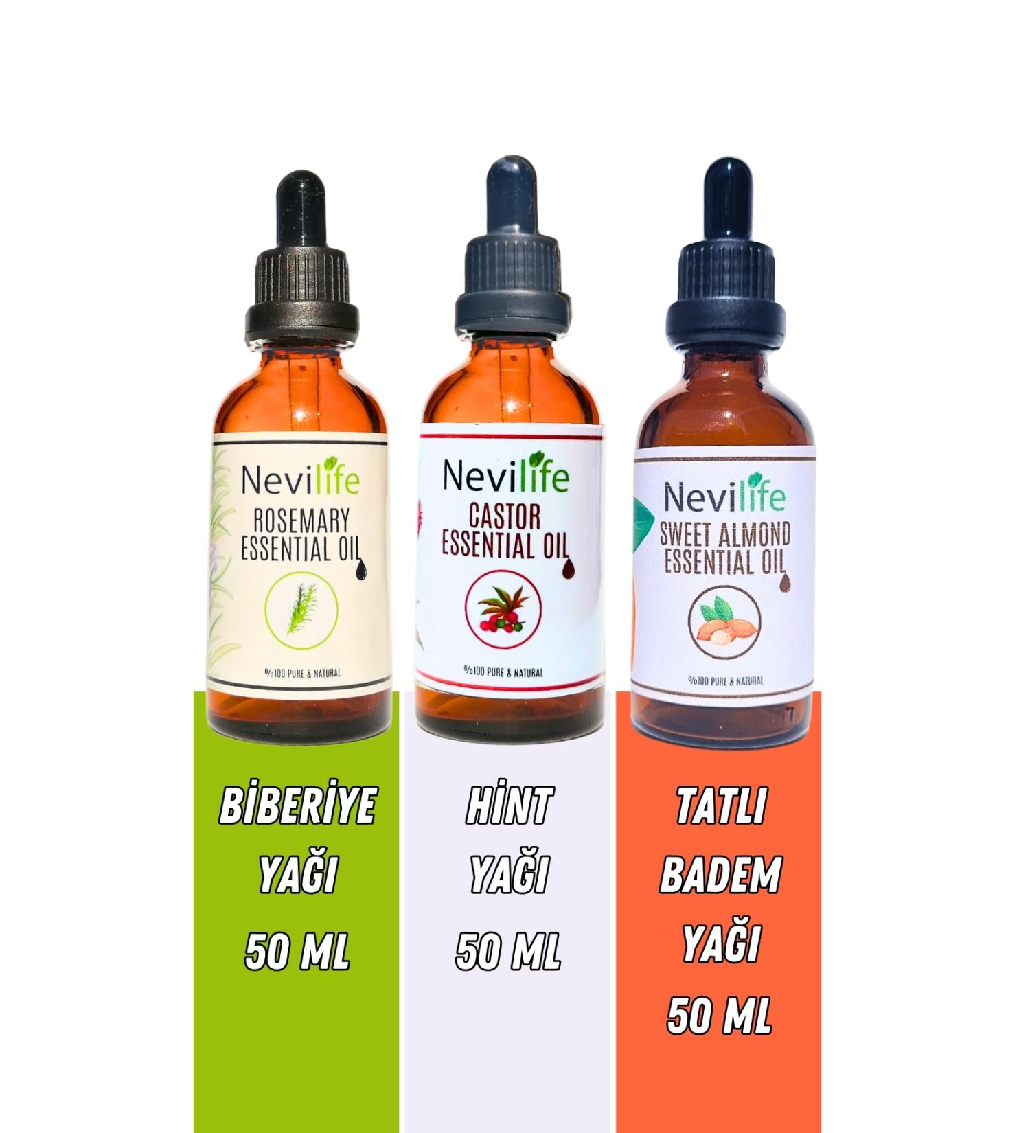 nevilife 3-pack Hair Care Oils Rosemary Castor and Sweet Almond Oil 50 ml