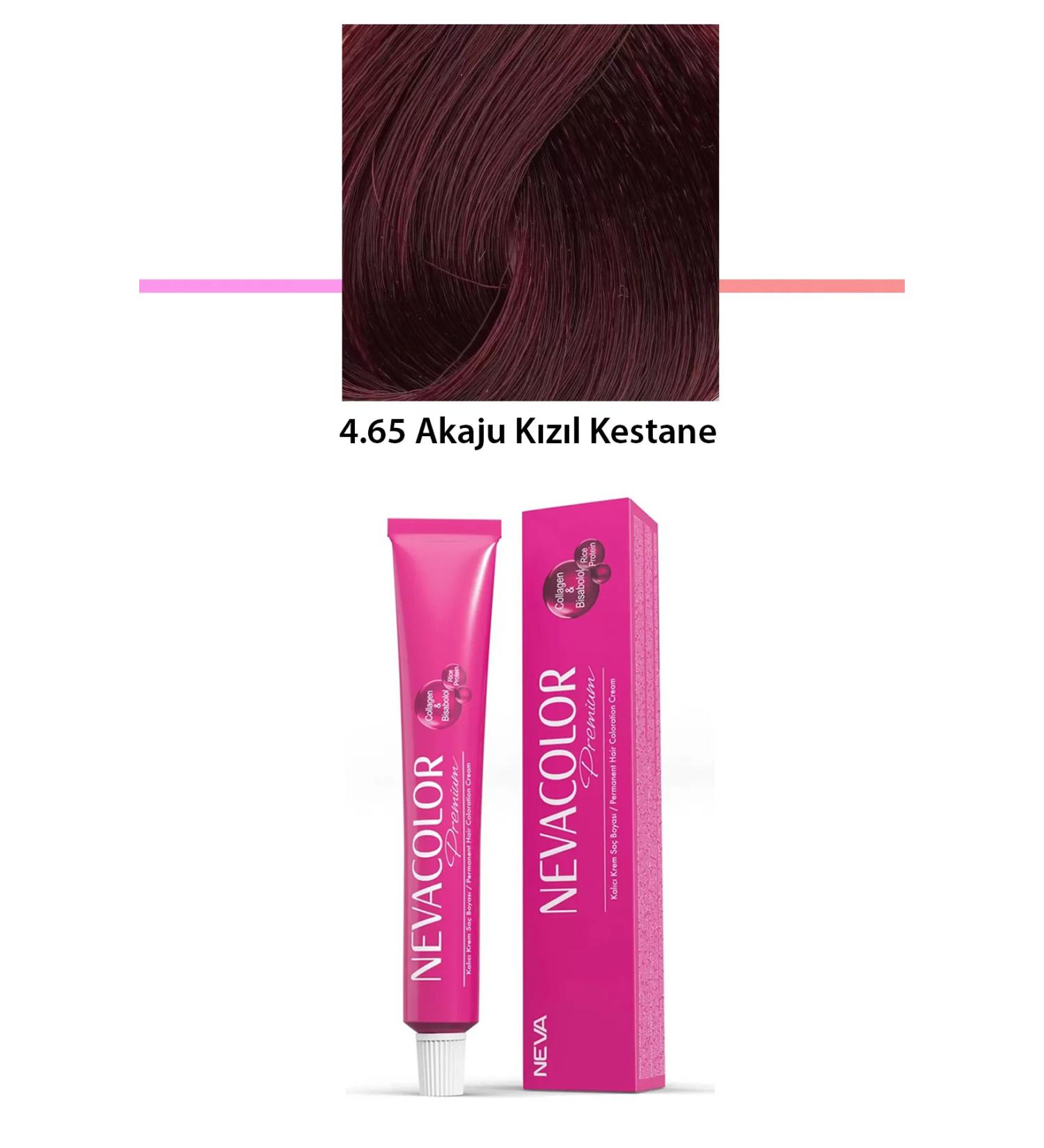 Heez Premium 4.65 Akaju Red Chestnut - Permanent Cream Hair Dye 50 g Tube