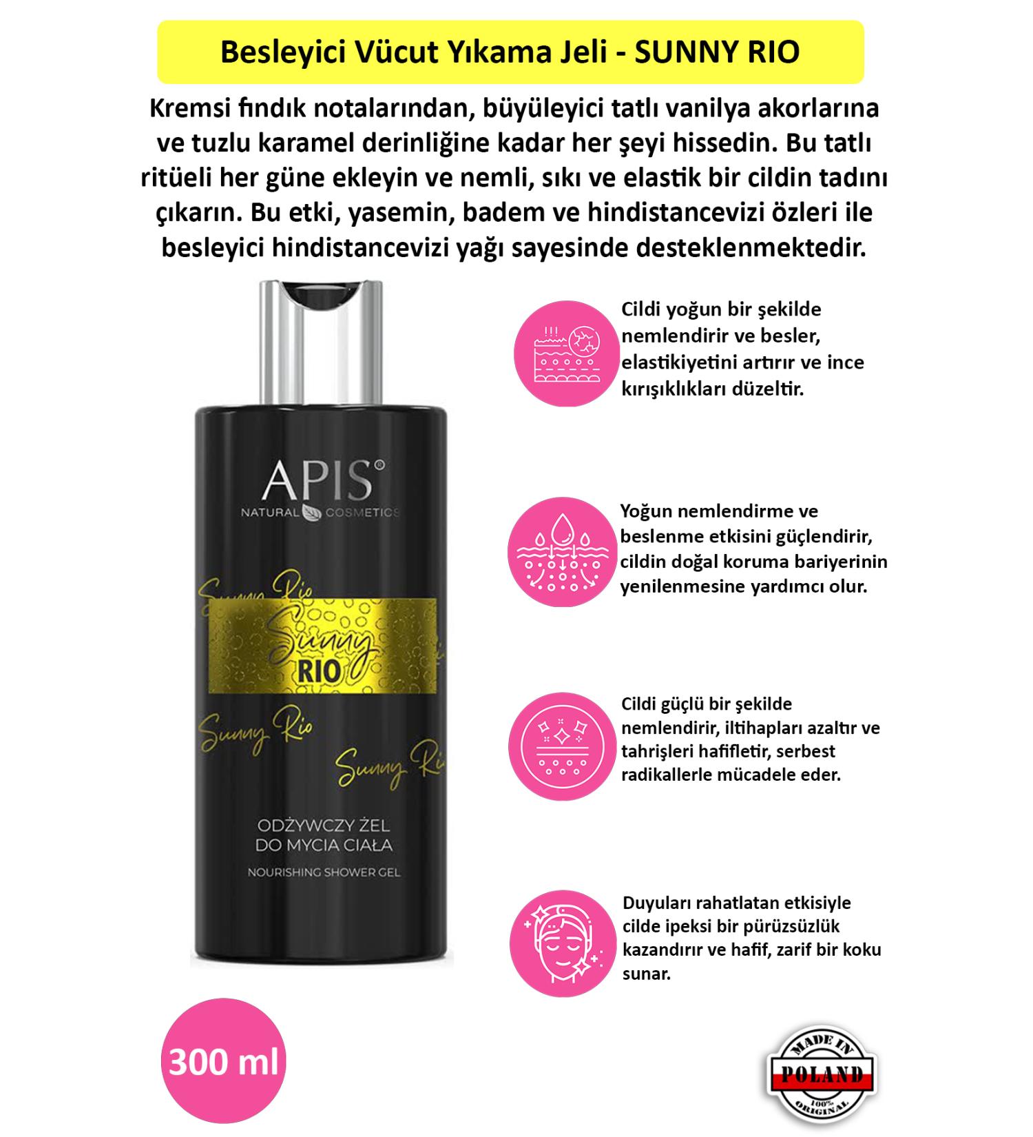 Apis Natural Cosmetics Nourishing Body Wash Gel - SUNNY RIO - 300 Ml