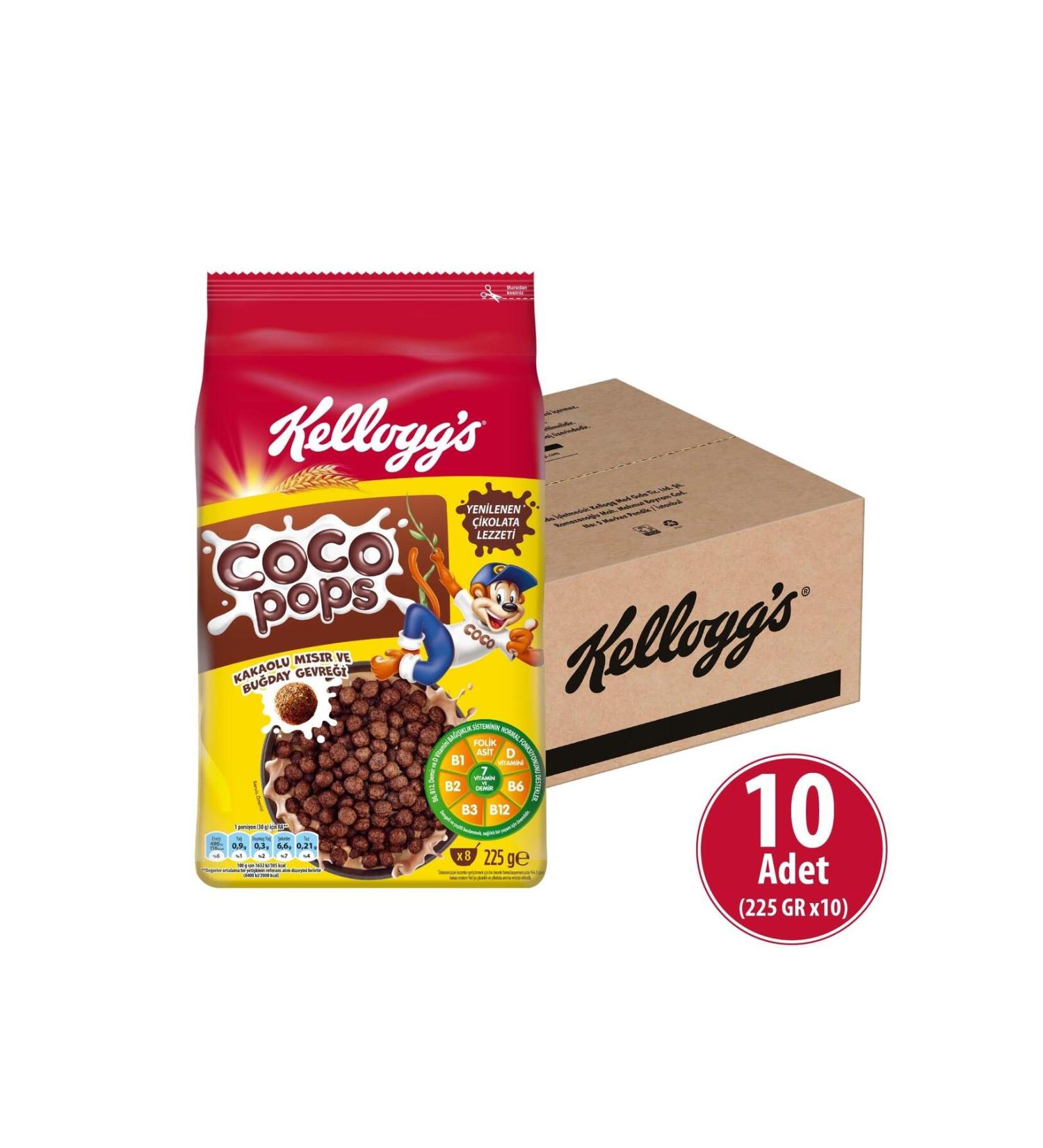 Kellogg's Coco Pops Balls 225 gr X 10 Pieces Contains Fiber Iron and 7 Vitamins