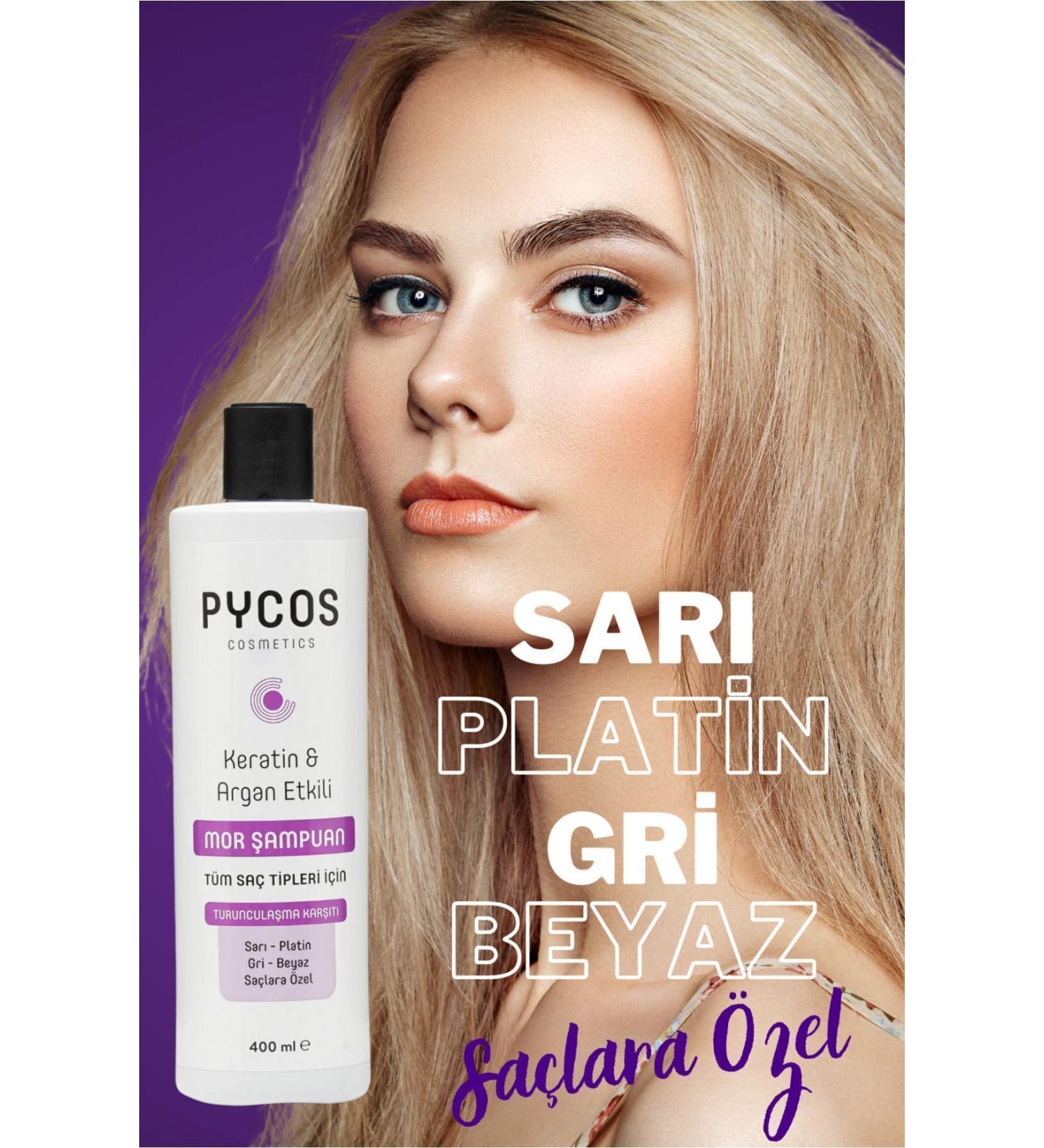 PYCOS COSMETICS Anti-Orange Purple Shampoo 400ml Color Balancing Silver Shampoo for Yellow-Grey-White Hair - Buy Online on GoSupps.com
