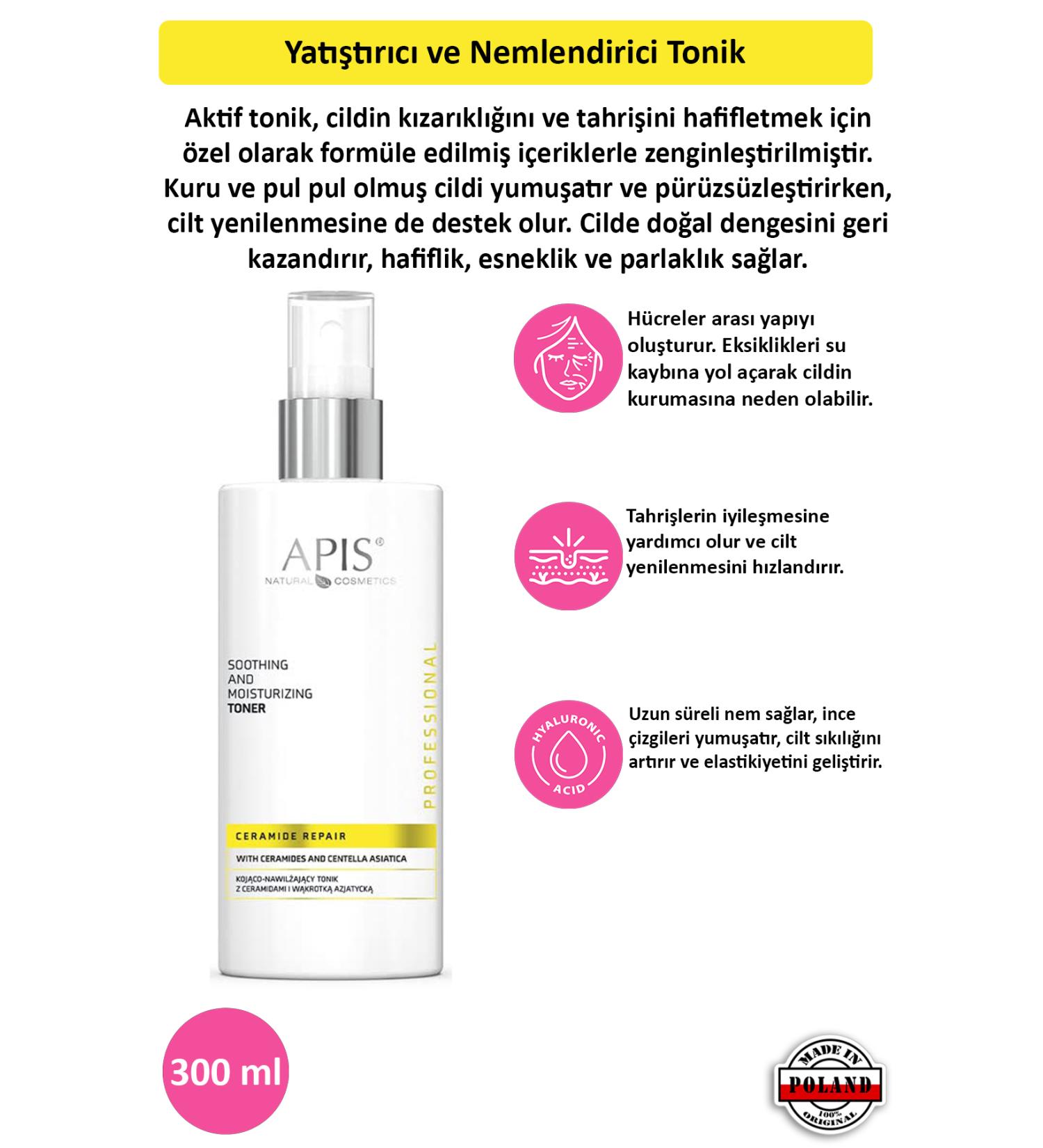 Apis Natural Cosmetics Soothing and Moisturizing Tonic - Ceramide Repair - 300 ml