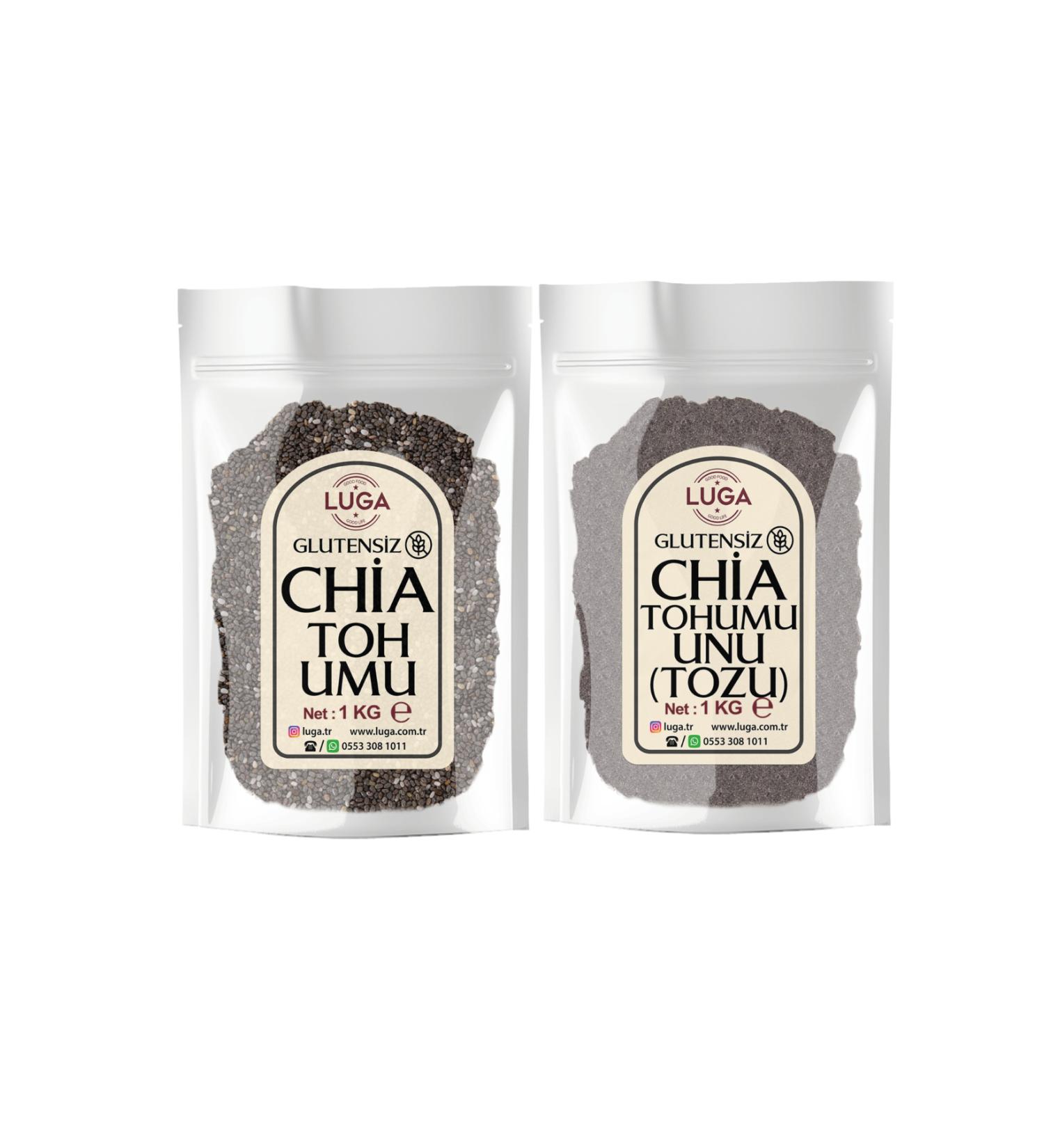 Luga Gluten-free Chia Seed 1 Kg + Chia Seed Flour (Powder) 1 Kg - 2 Piece Chia Seed Set