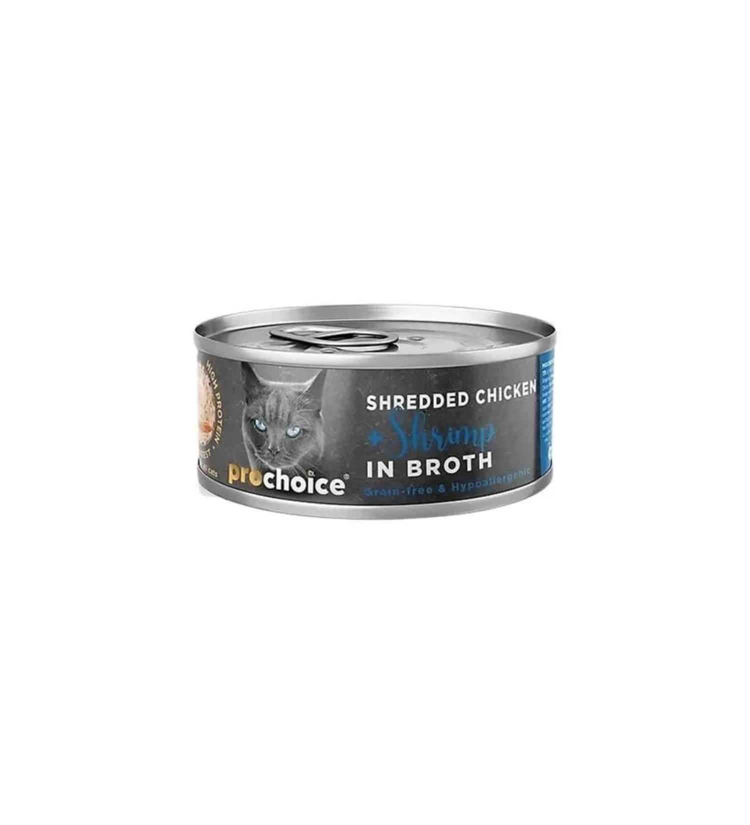 Your producer Prochoice Hypo-Allergenic Grain-Free Adult Cat Canned Food with Chicken and Shrimp in Sauce 70 Gr