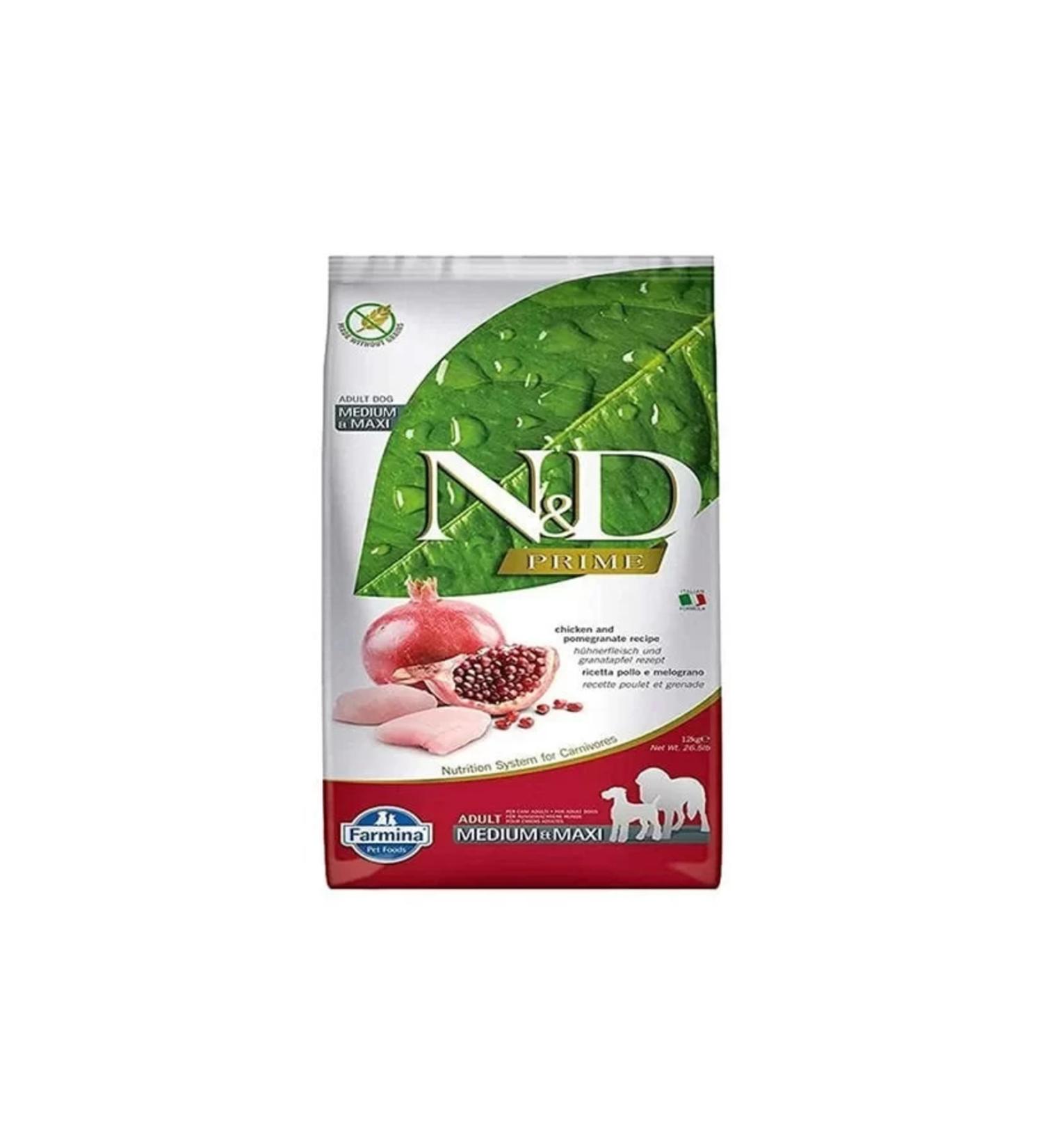 Your Manufacturer ND Prime Grain-Free Chicken and Pomegranate Medium and Large Breed Adult Dog Food 12 Kg