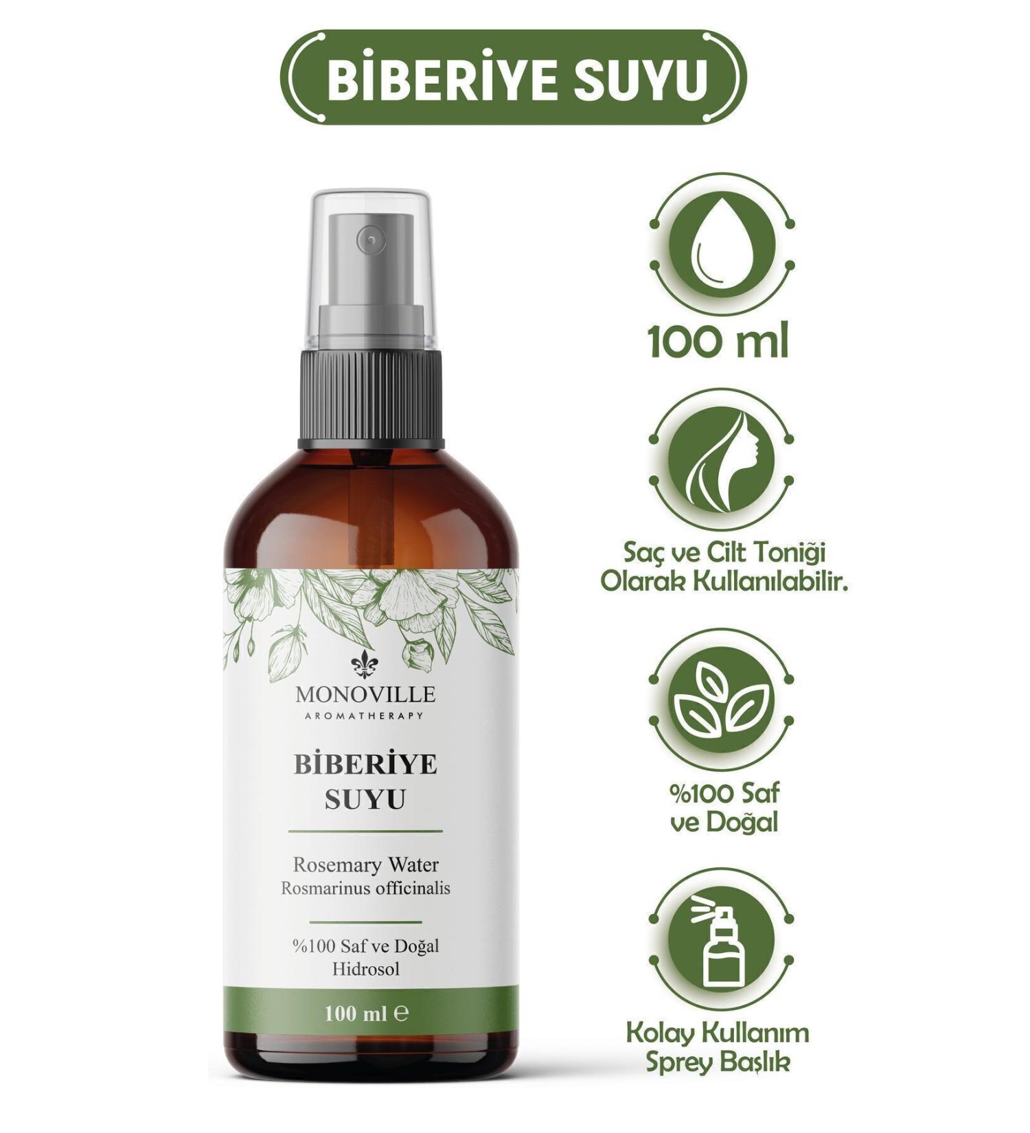 Monoville Rosemary Water Anti-Dandruff Hair Tonic and Sebum Balancing Skin Tonic 100 ml (Rosemary Water) - Buy Online on GoSupps.com