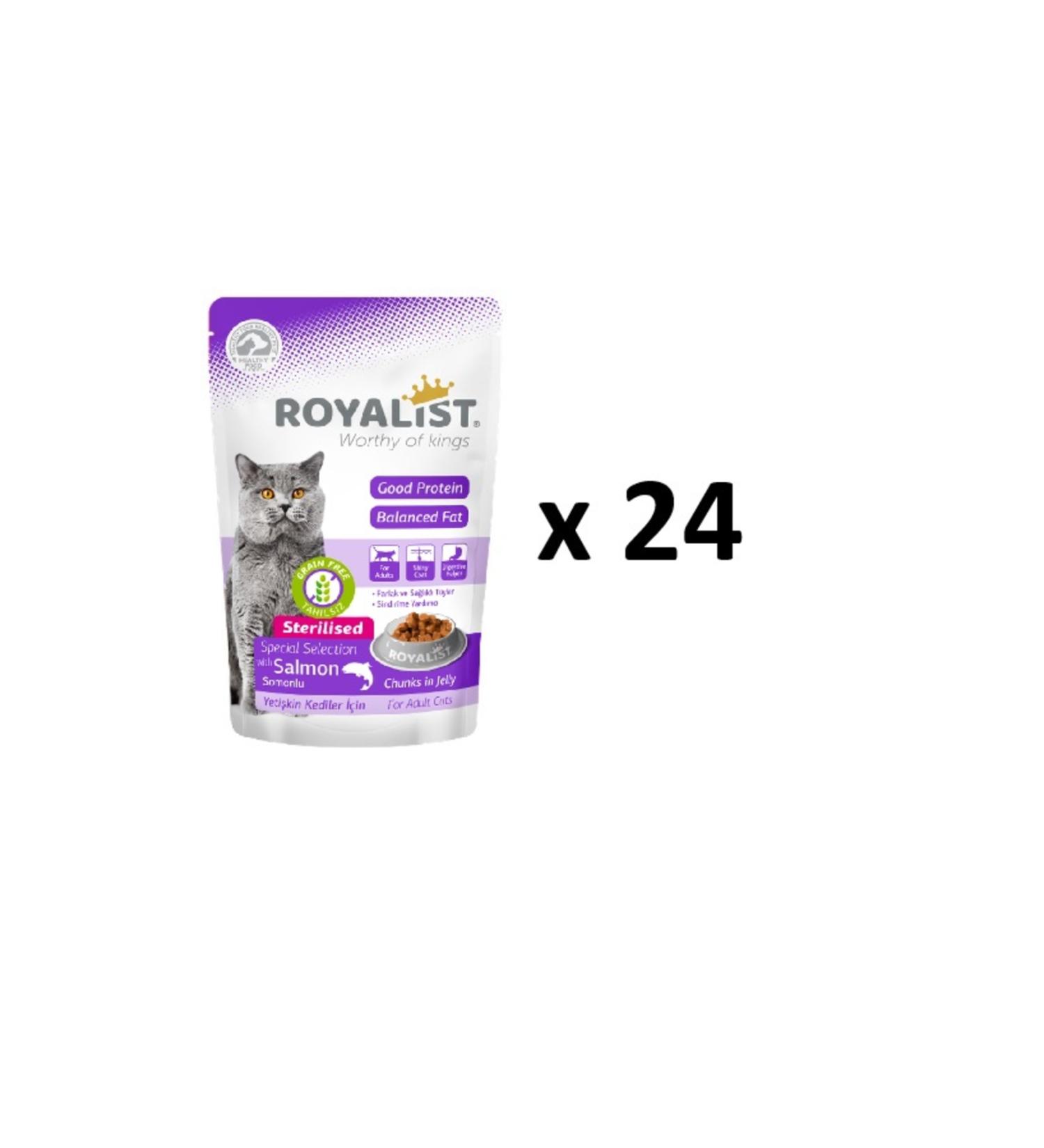 Royalist Salmon Sterile Pouch Adult Cat Salmon Sterile Wet Food 85 gr 24 pieces