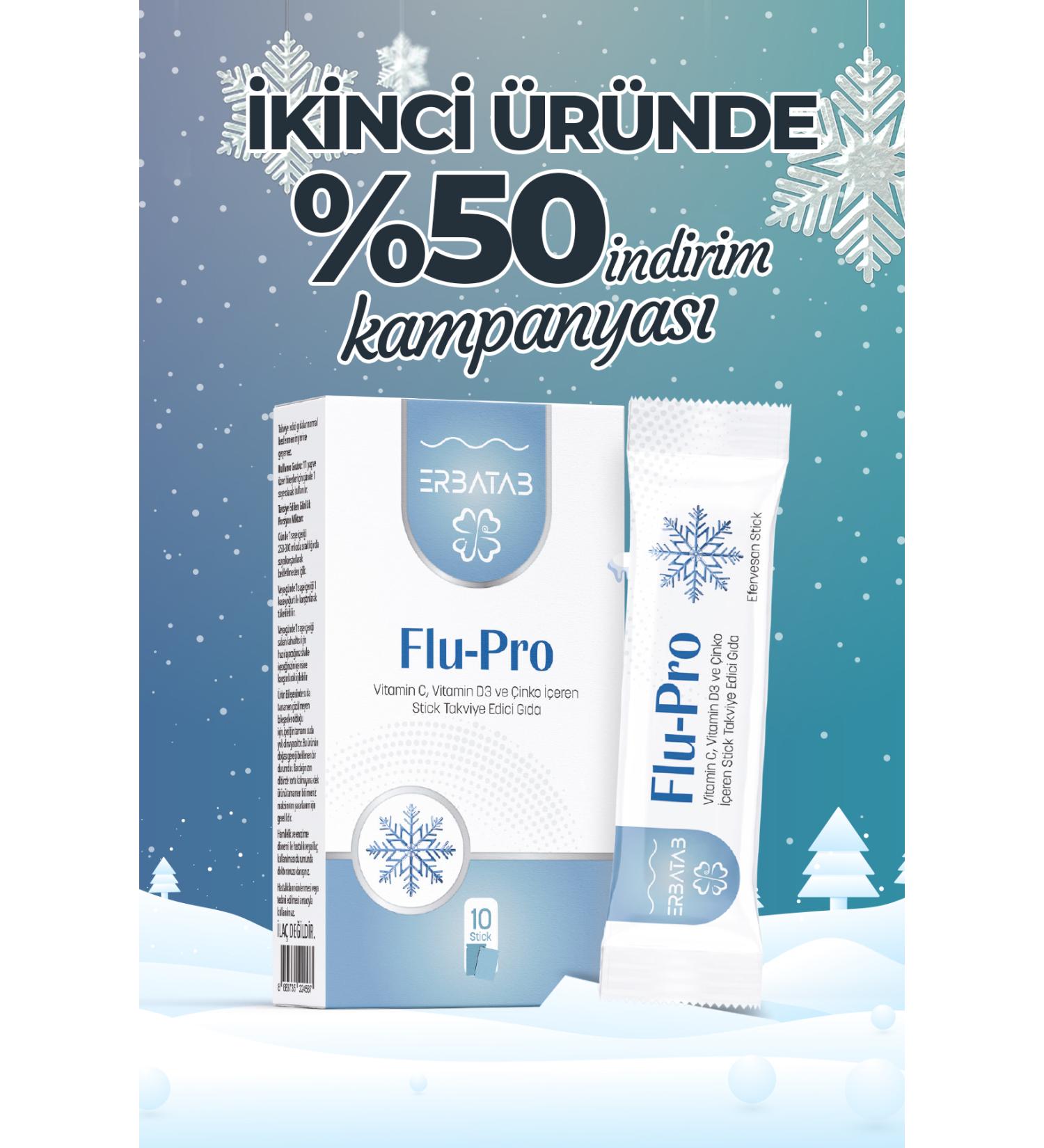 Erbatab Flu-pro Vitamin C Vitamin D3 Zinc and Black Elderberry Extract 10 Sticks - Buy Online on GoSupps.com