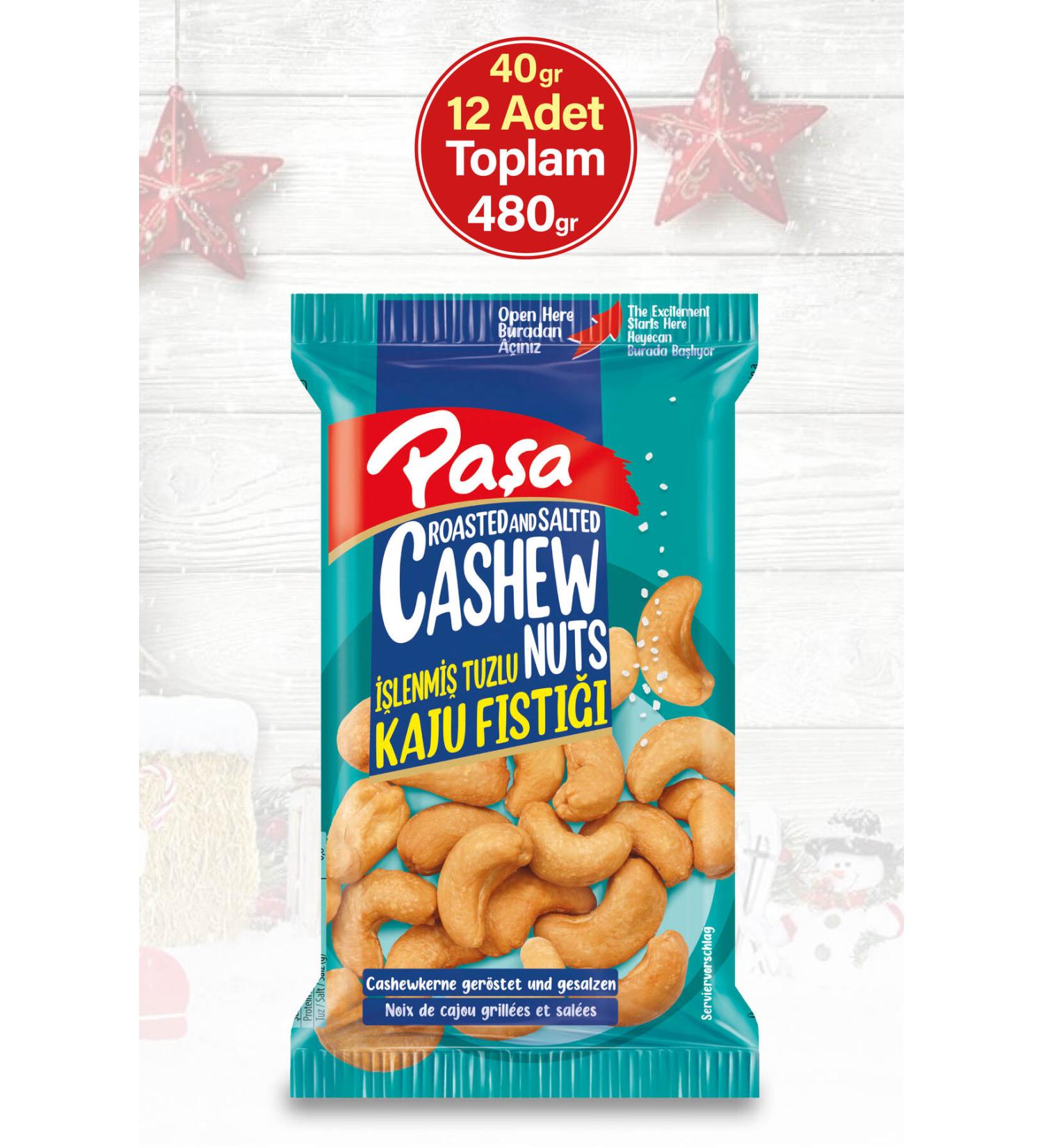 Pasha Nuts Cashew Nuts 40 Gr. X 12 Pieces (FIRST QUALITY) - Buy Online on GoSupps.com