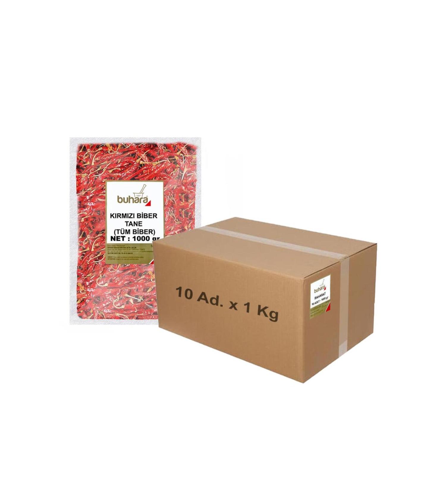 Buhara WHOLESALE RED PEPPER GRAIN (WHOLE PEPPER) 1 KG x 10 Pcs - 10 KG