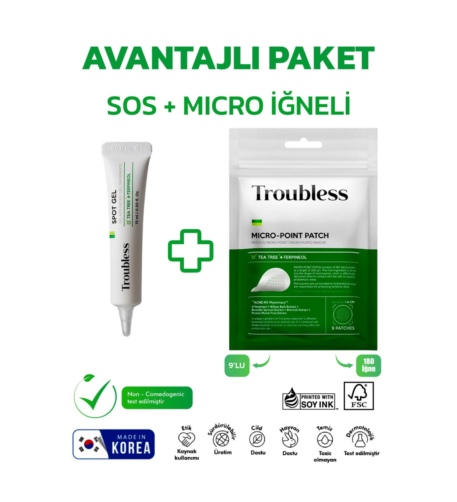 Troubless SOS CLEAR GEL CREAM+MICRO POINT PATCH 9-PIECE TEA TREE EXTRACT TAPE - Buy Online on GoSupps.com