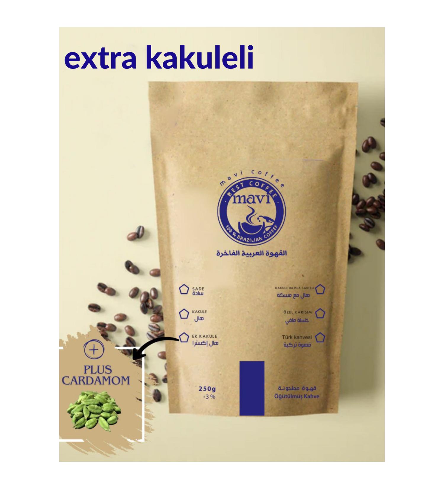 mavi coffee Extra Cardamom Turkish Coffee 100% Arabica 250 gr (MEDIUM ROAST)