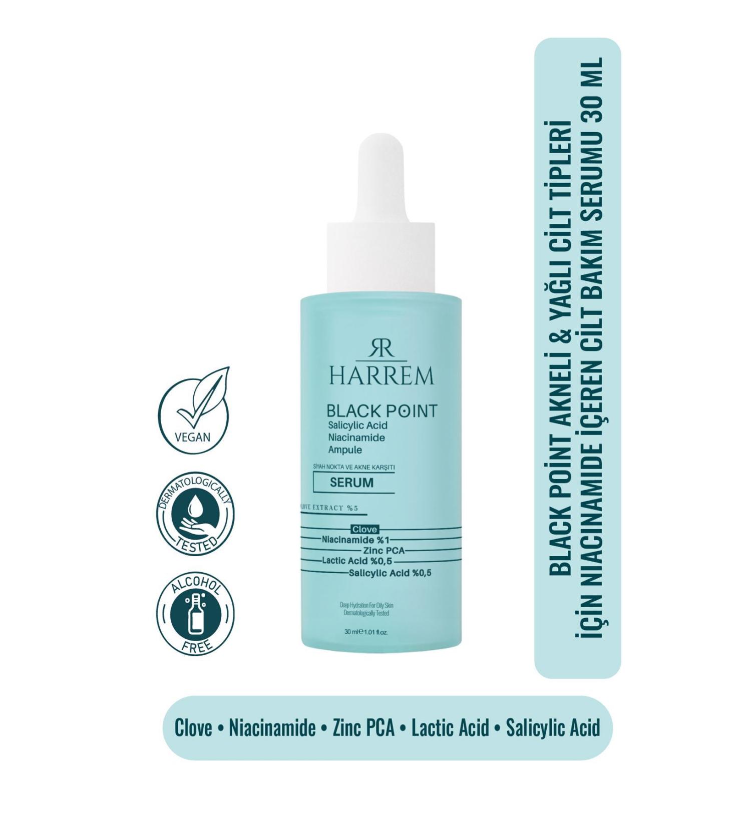 Harrem Skin Care Serum Containing Niacinamide for Acne & Oily Skin Types 30 ML Black P.int