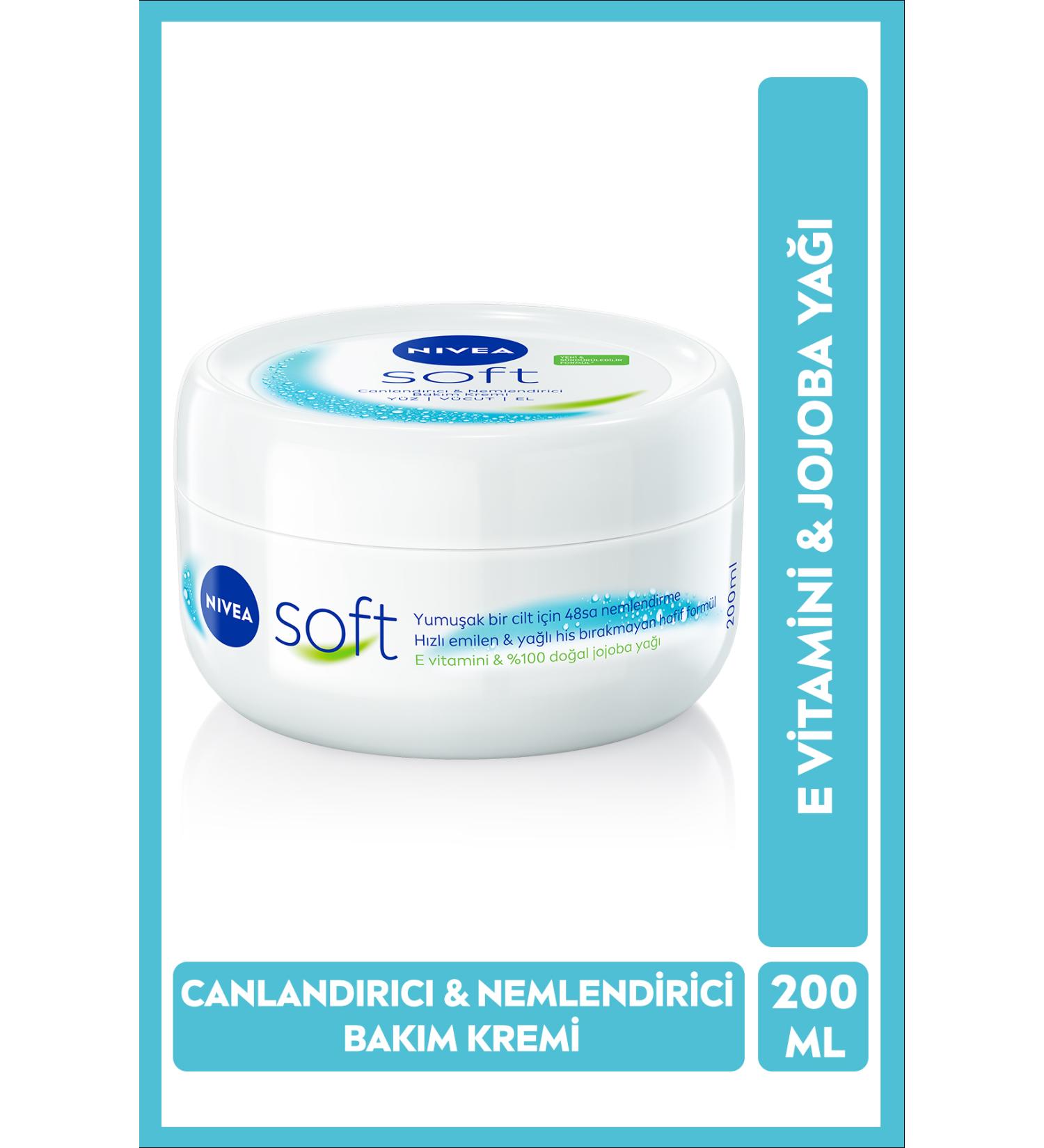 NIVEA Soft Moisturizing Care Cream 200ml Jojoba Oil Vitamin E Face Body Hand Soft Skin Feeling - Buy Online on GoSupps.com