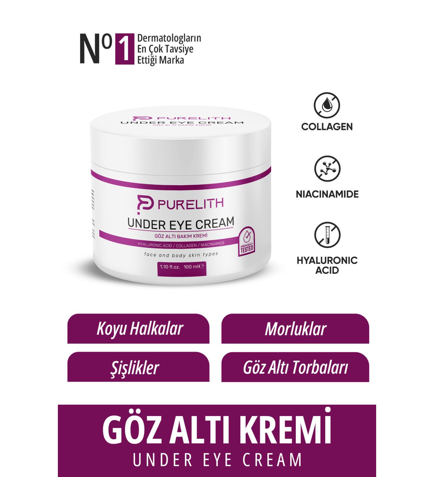 Purelith Under Eye Bags Dark Circles & Dark Circles Brightening Under Eye Cream 100ml - Buy Online on GoSupps.com