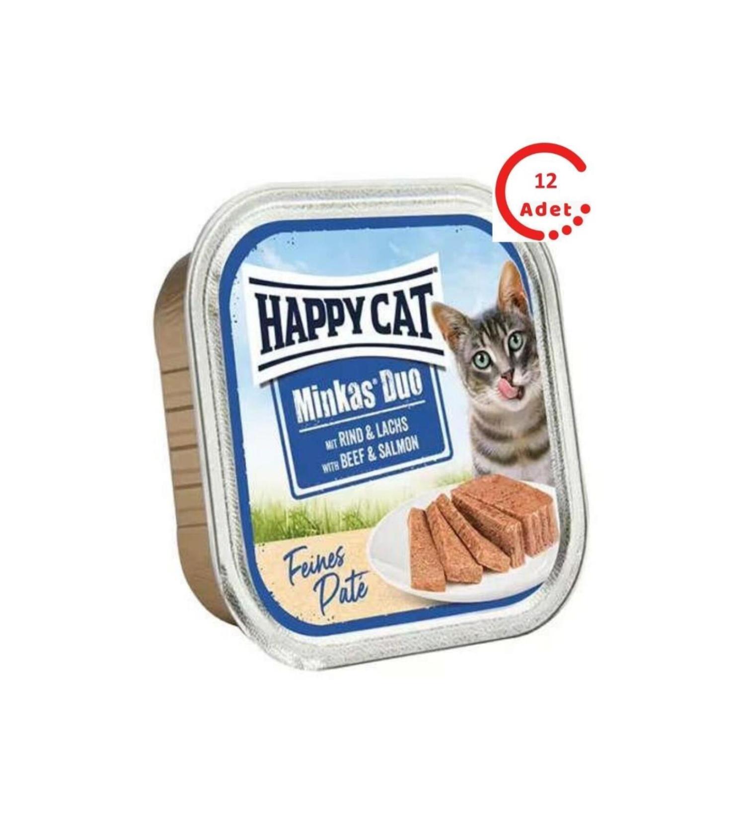 Happy Cat Minkas Duo Adult Cat Canned Food with Salmon and Beef 100gr x 12 Pieces