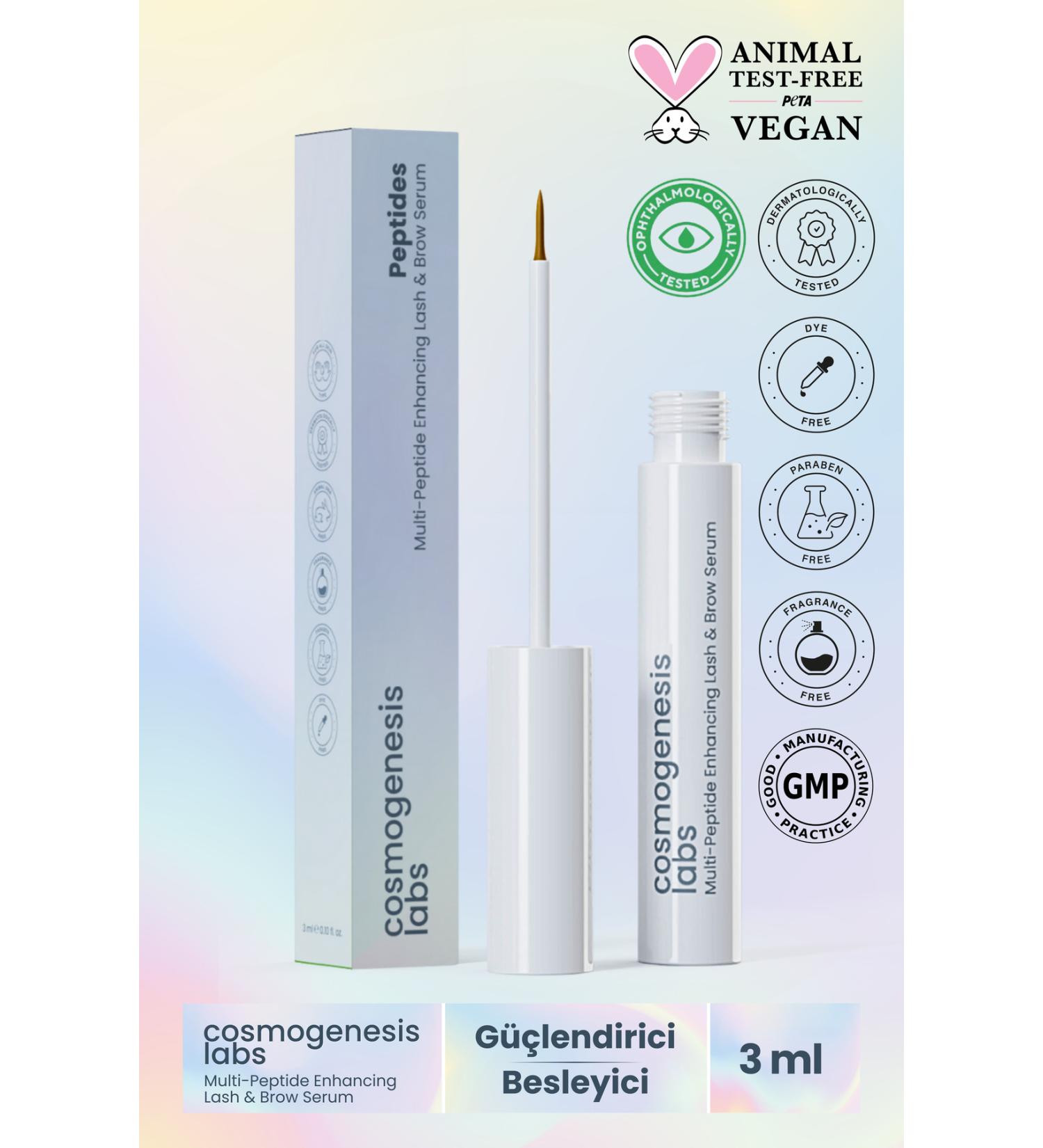 Cosmogenesis Labs Strengthening Nourishing Water Based Eyebrow Eyelash Serum 3ml Vegan Natural Content Fuller Look (1% BIOTIN) - Buy Online on GoSupps.com