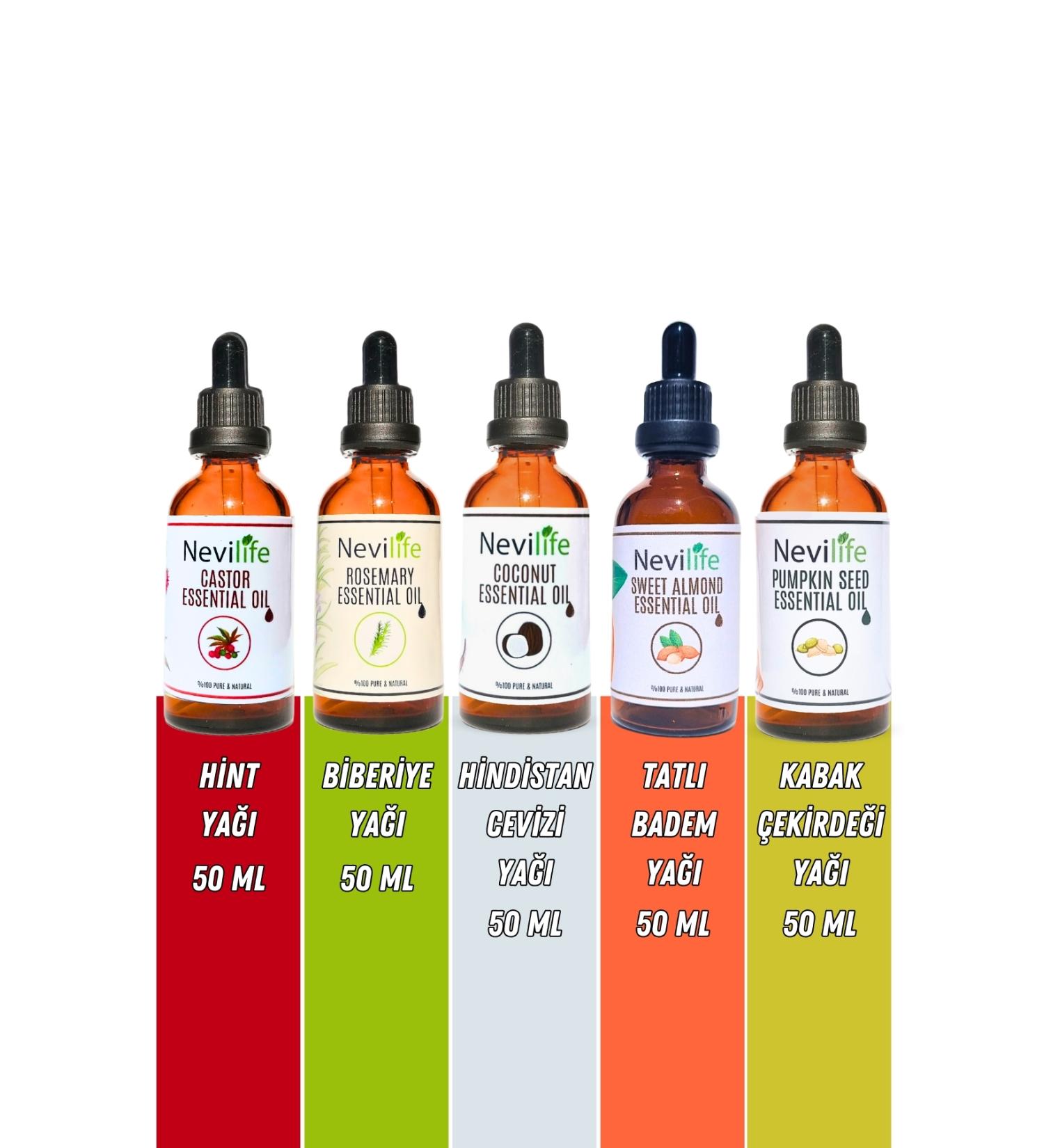 nevilife 5-Piece Hair Care Oil Set Rosemary Castor Pumpkin Seed Coconut and Sweet Almond 50 ml - Buy Online on GoSupps.com