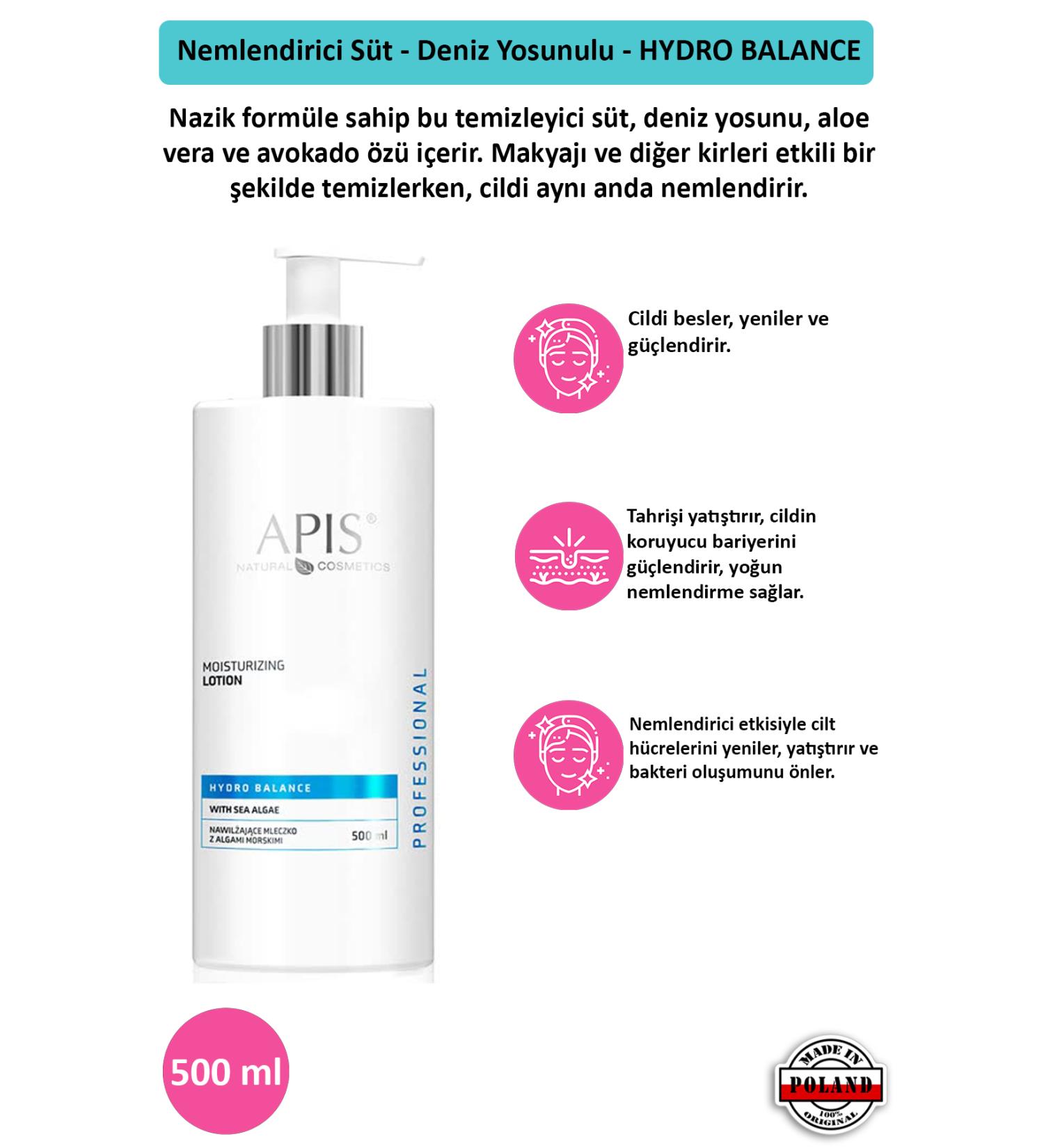 Apis Natural Cosmetics Moisturizing Milk - Seaweed - HYDRO BALANCE - 500 Ml