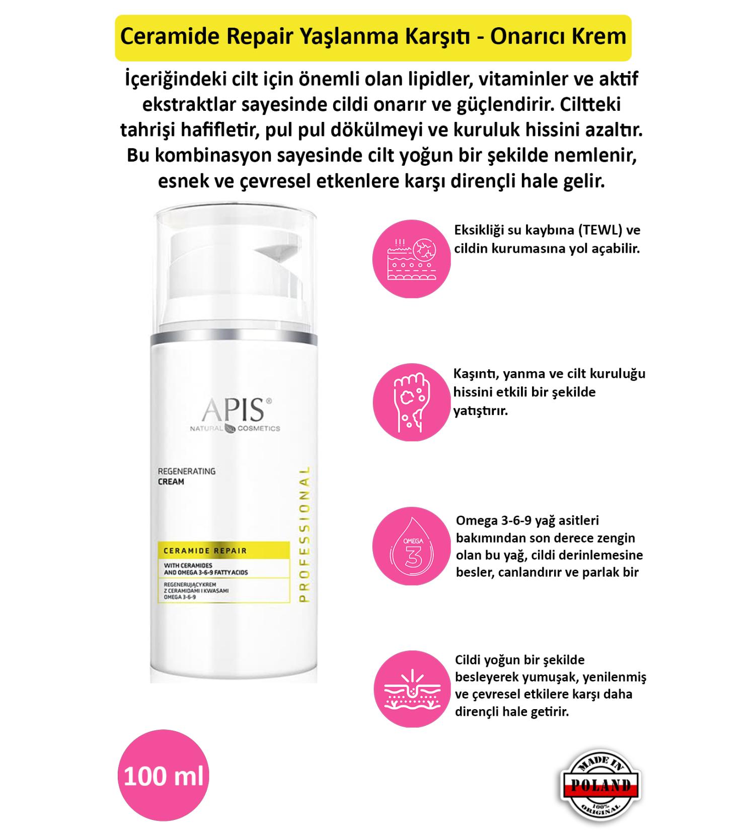 Apis Natural Cosmetics Ceramide Repair Anti-Aging - Repair Cream - 100 ml