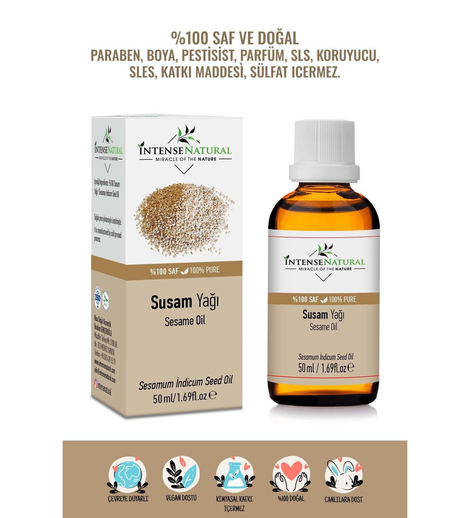 Intense Natural Sesame Oil Cold Pressed 50 ml 0 Pure and Natural Sesame Carrier Oil - Buy Online on GoSupps.com